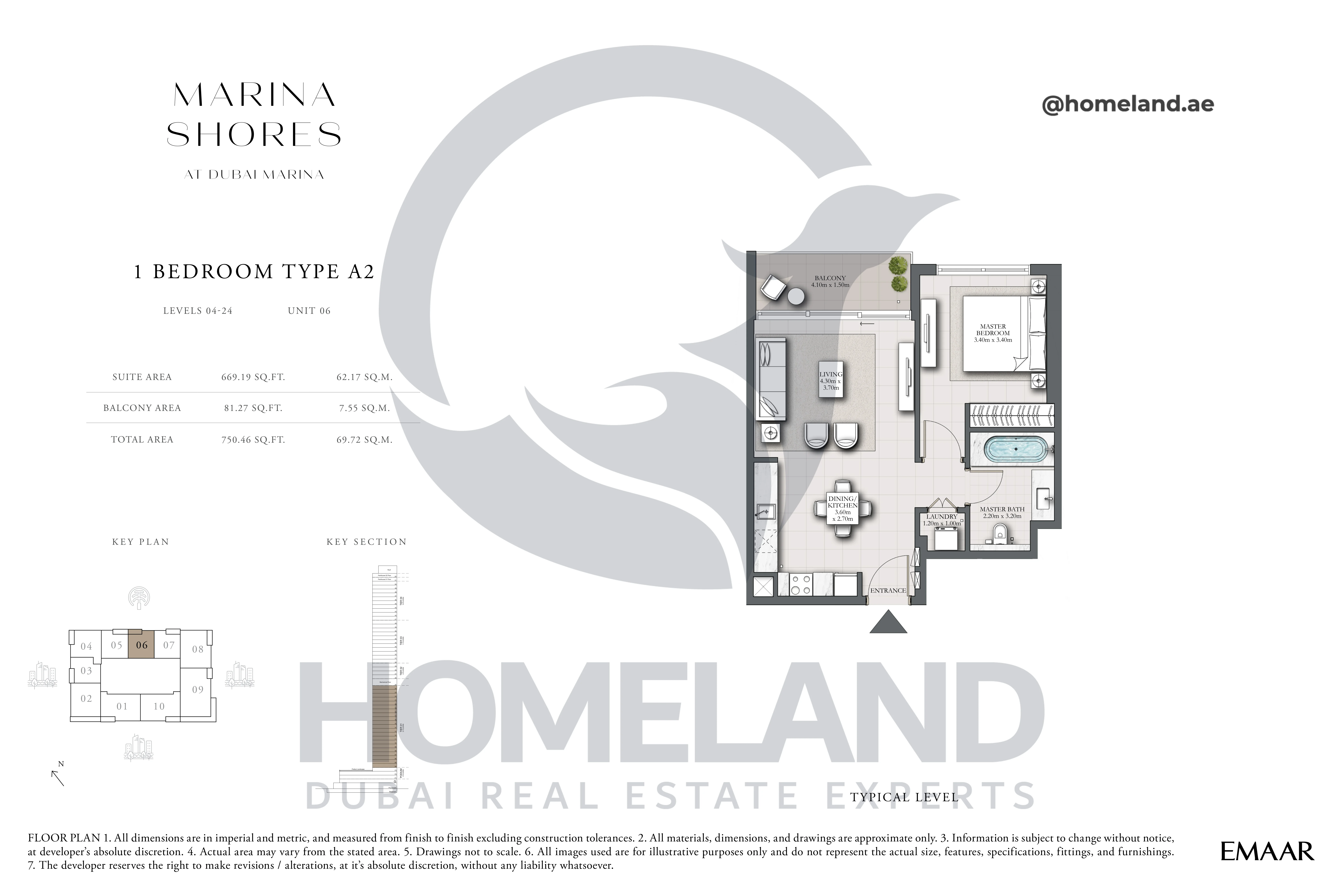 MARINA_SHORES, 1BR, Type A2, Level 04-24, Unit 06, 750.46 SQFT