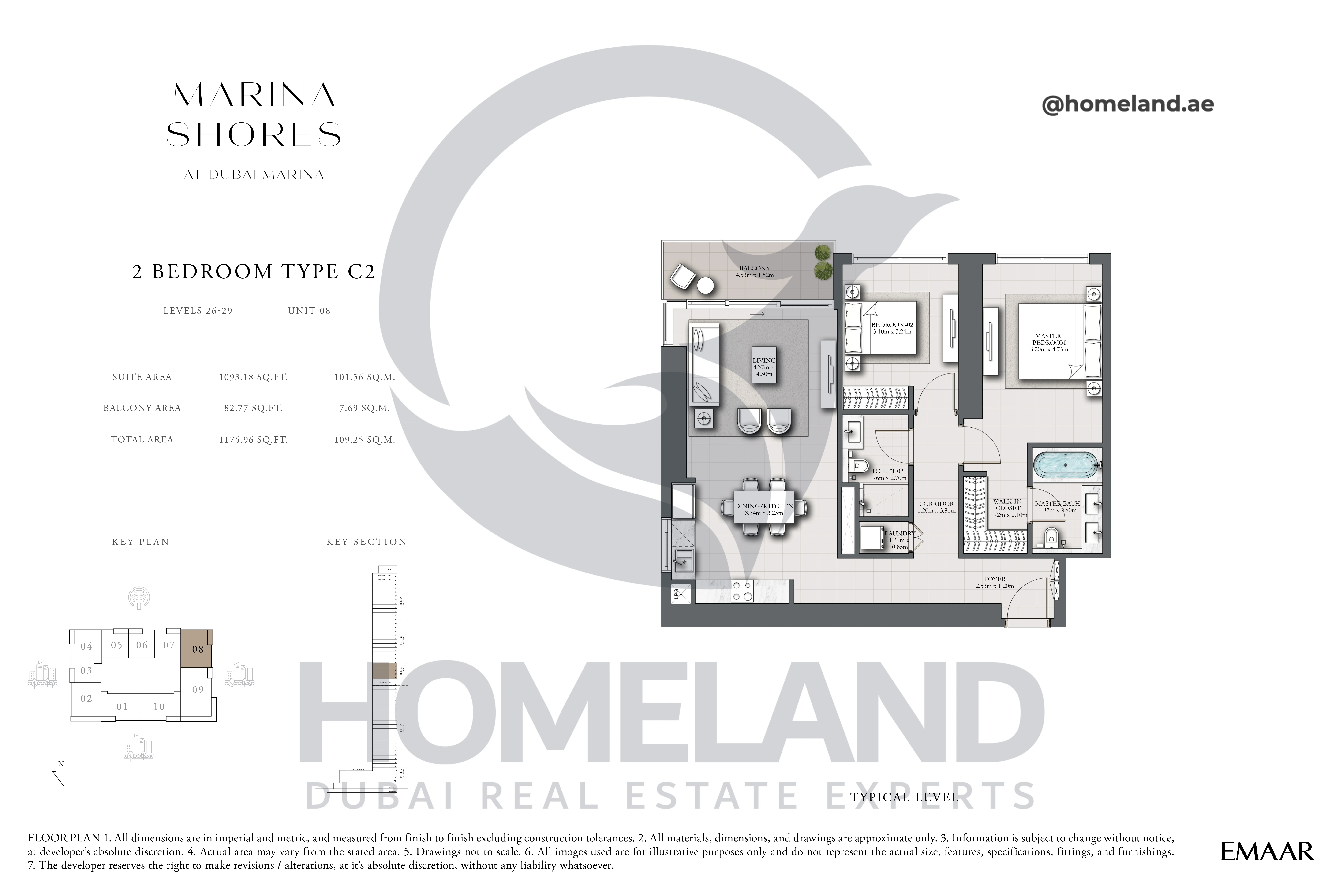 MARINA_SHORES, 2BR, Type C2, Level 26-29, Unit 08, 1175.96 SQFT