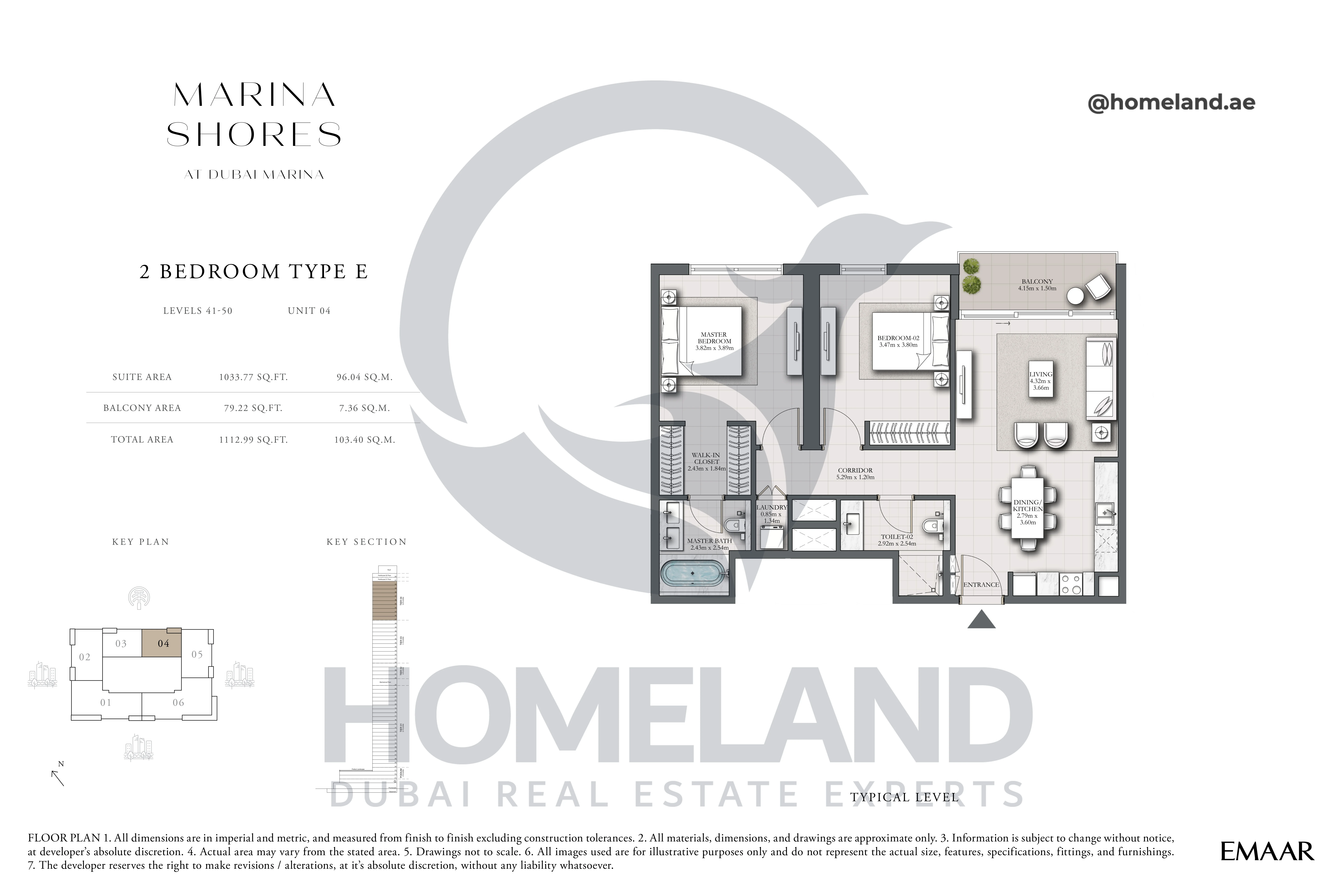 MARINA_SHORES, 2BR, Type E, Level 41-50, Unit 04, 1112.99 SQFT