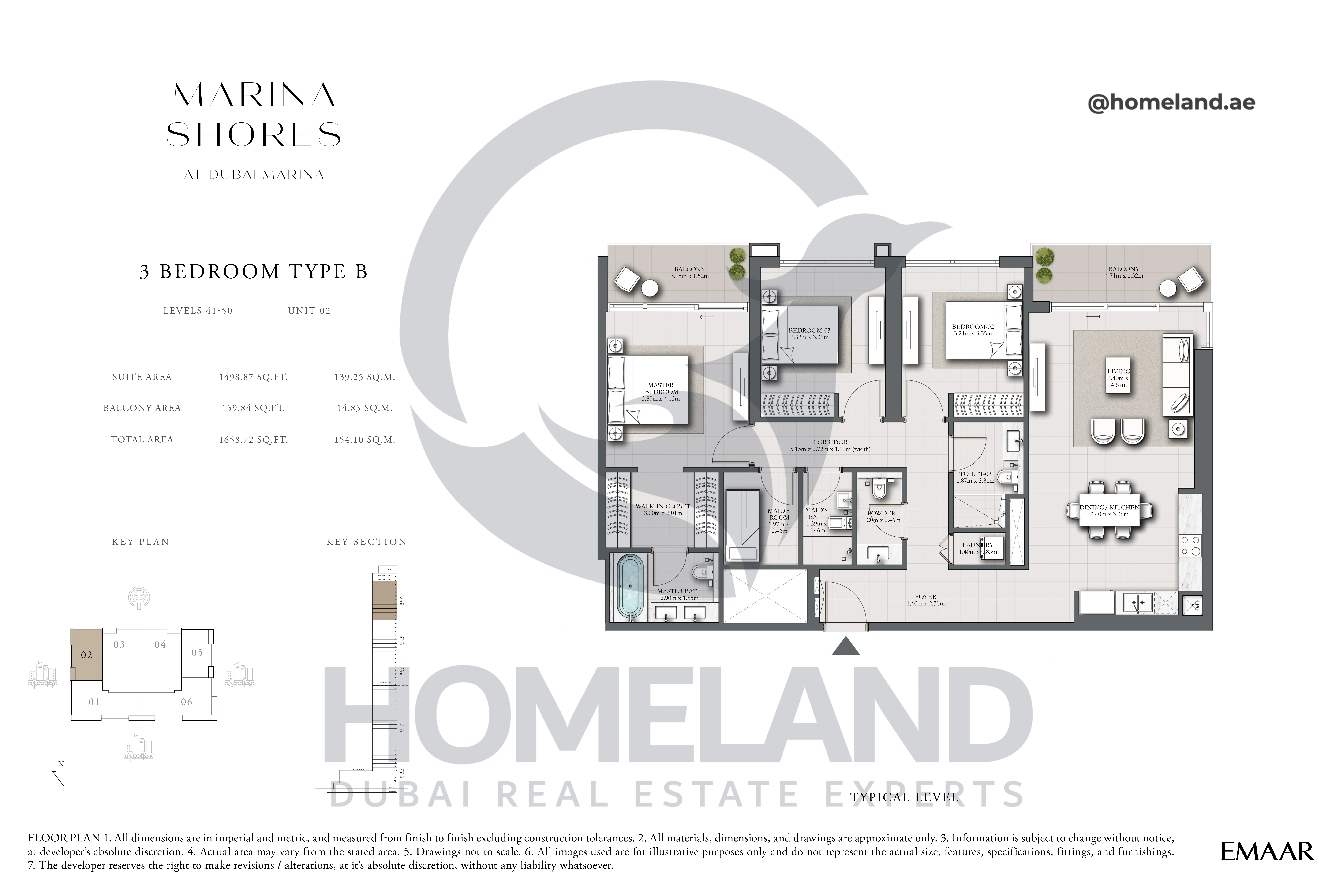 MARINA_SHORES, 3BR, Type B, Level 41-50, Unit 02, 1638.72 SQFT