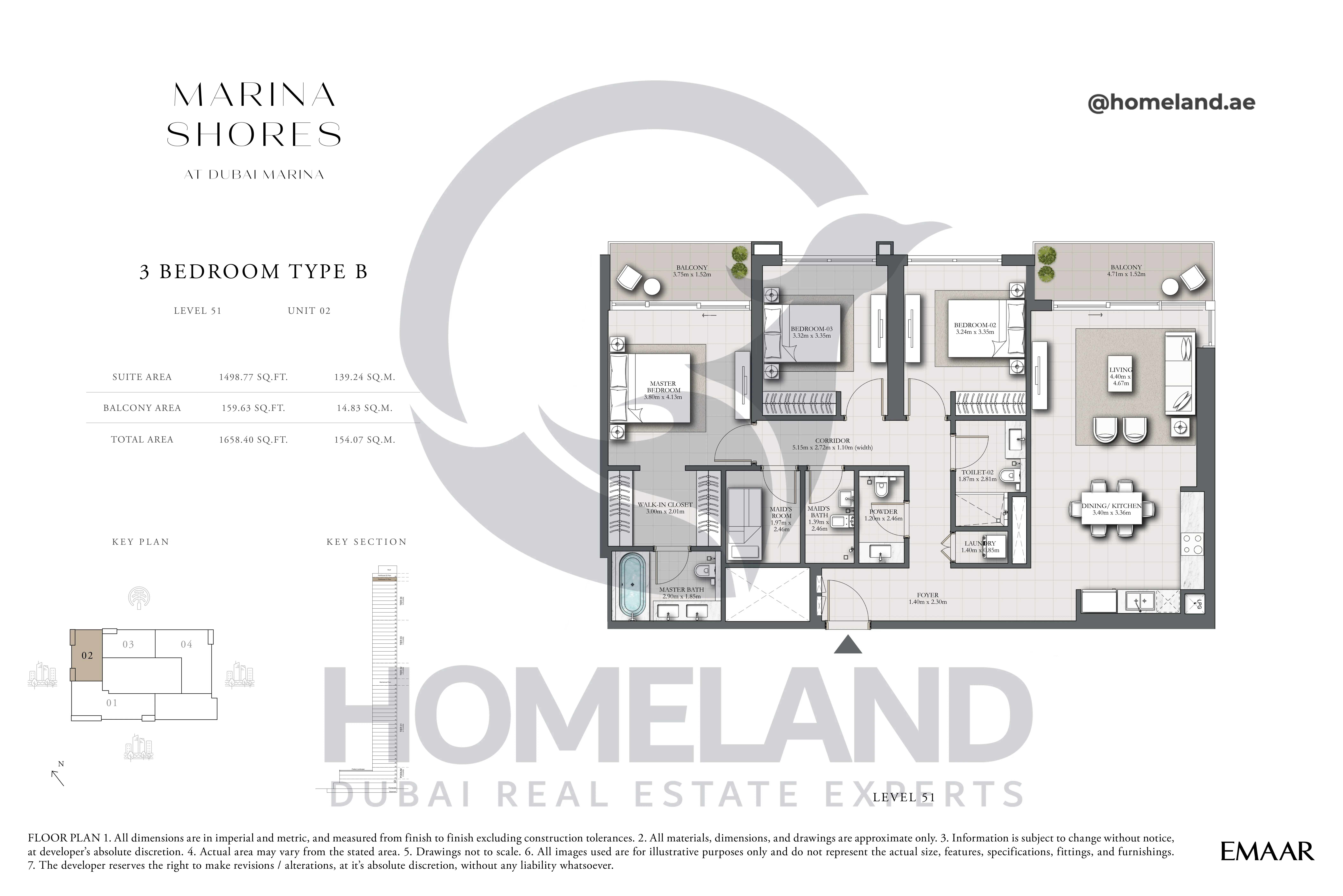 MARINA_SHORES, 3BR, Type B, Level 51, Unit 02, 1638.40 SQFT