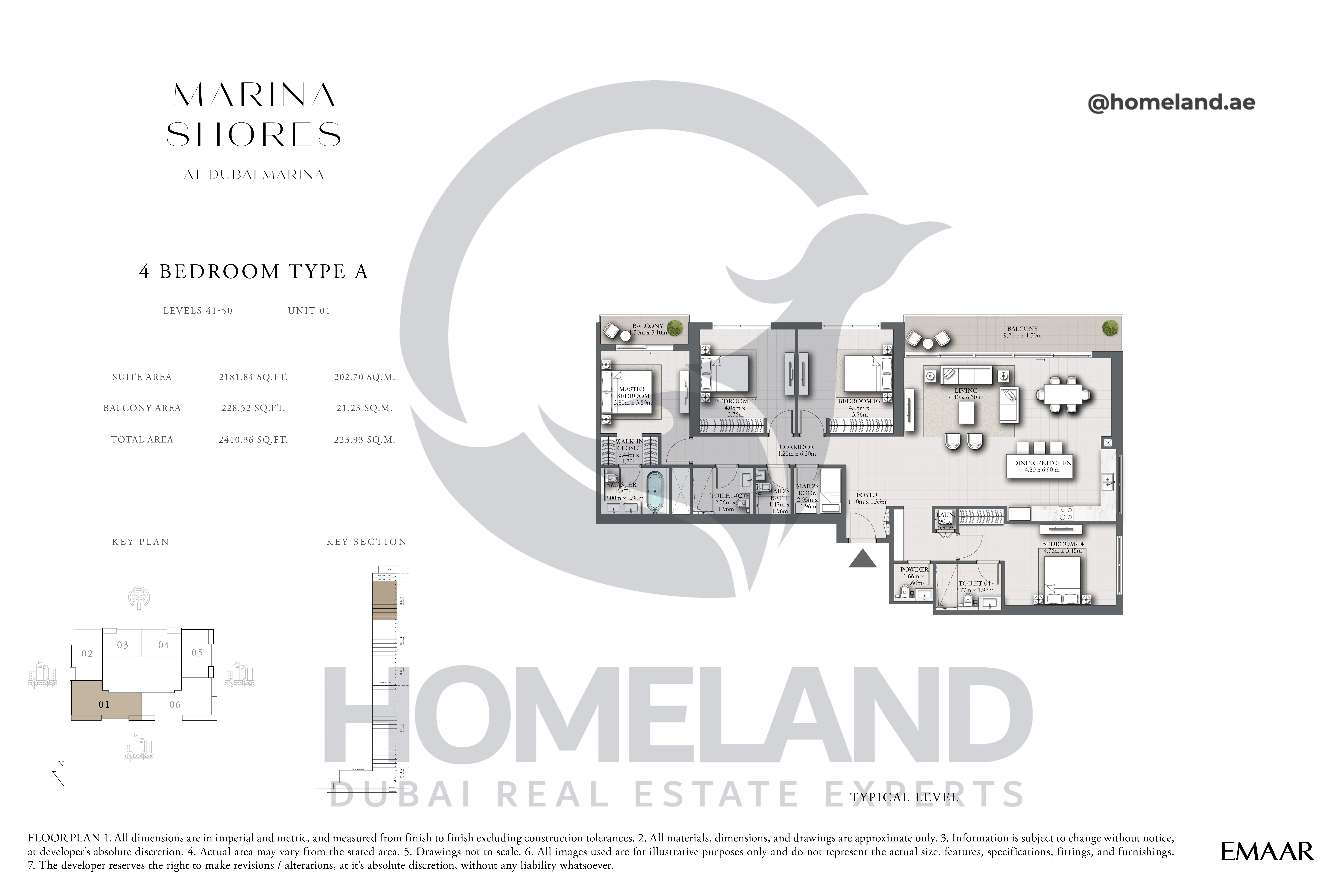 MARINA_SHORES, 4BR, Type A, Level 41-50, Unit 01, 2410.36 SQFT