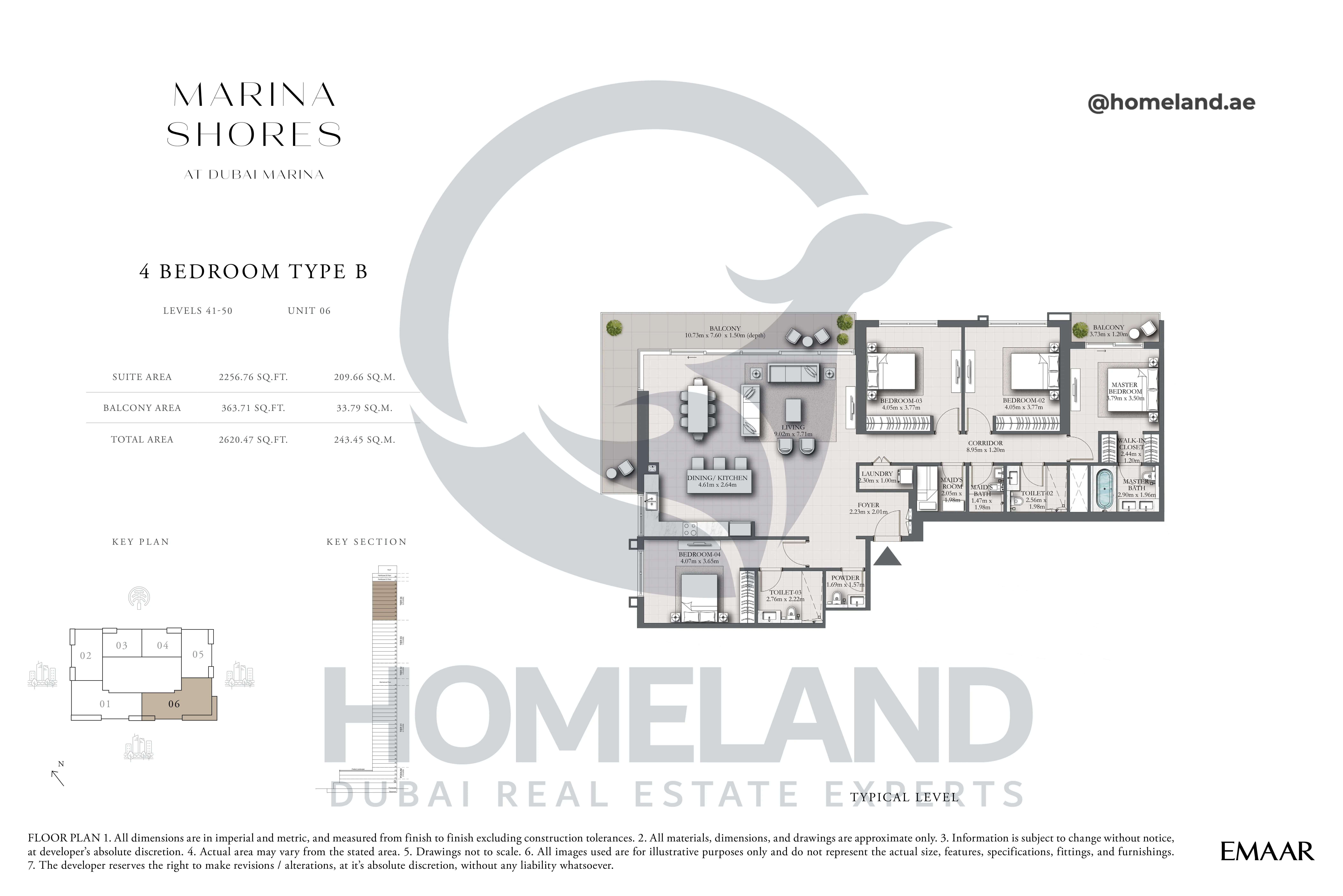 MARINA_SHORES, 4BR, Type B, Level 41-50, Unit 06, 2620.47 SQFT