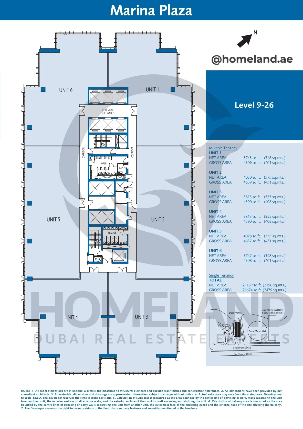 Marina_Plaza, Level 9-26, Unit 1-2-3-4-5-6, 4639 SQFT
