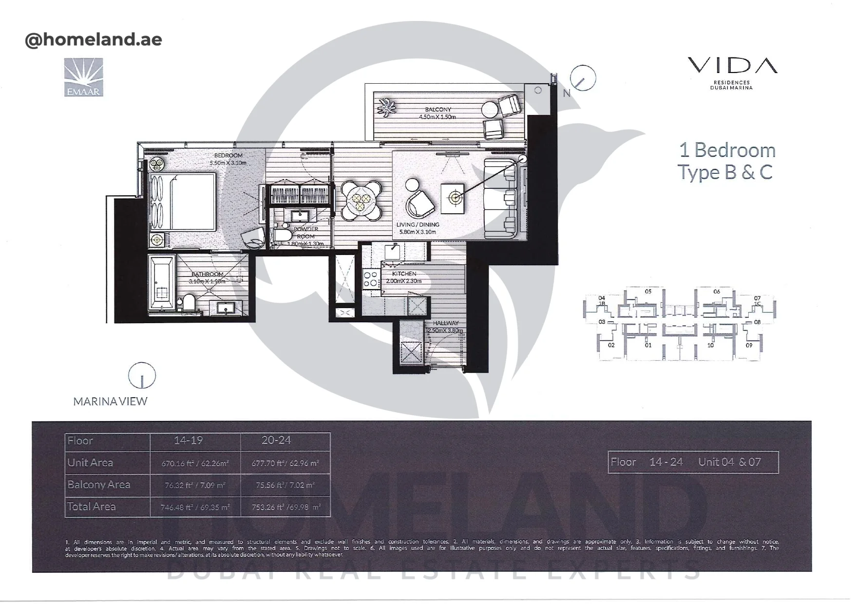 Vida_Residence, 1BR, Type B&C, Level 14-19-20-24, Unit 04&07, 753.26 SQFT