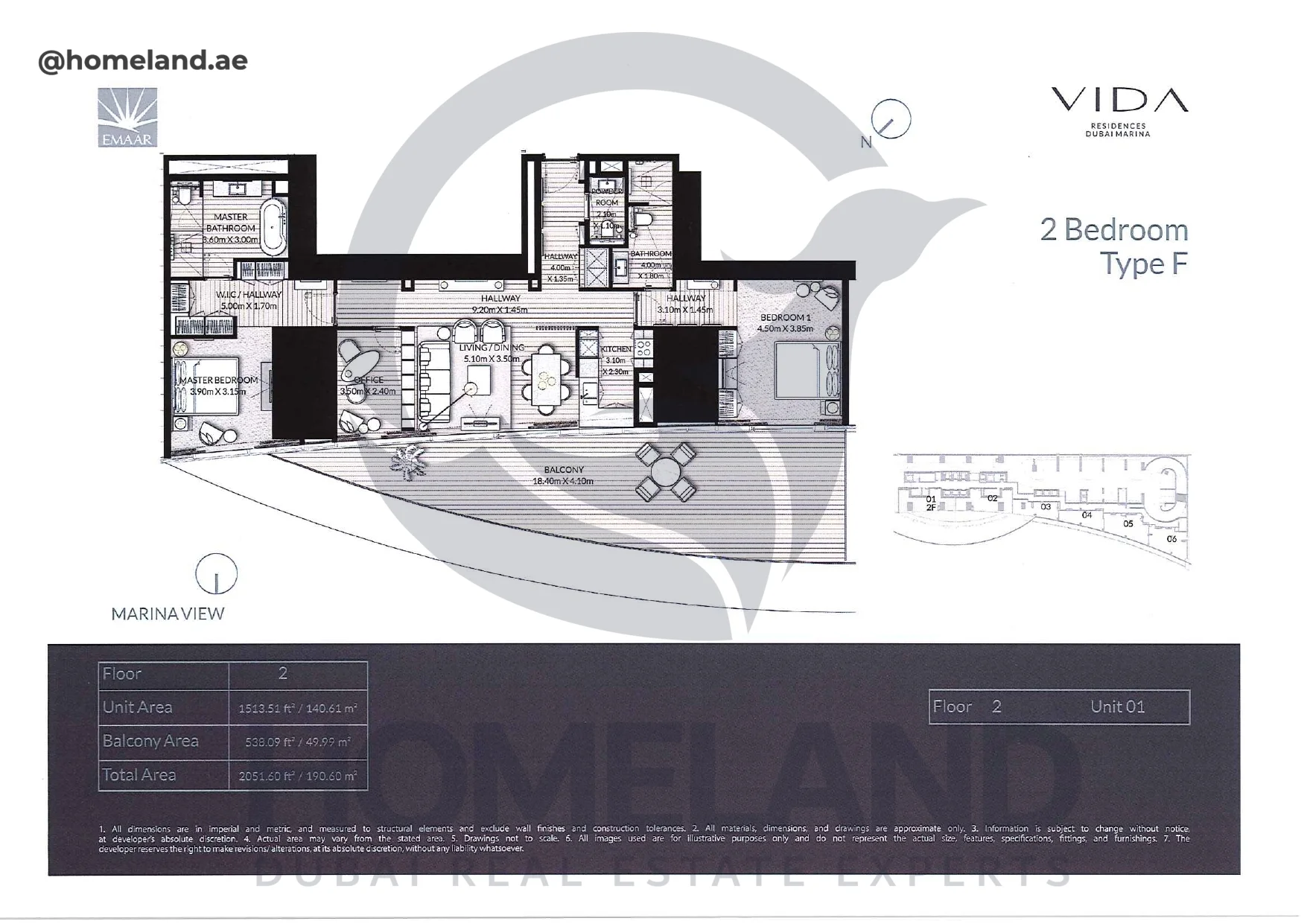 Vida_Residence, 2BR, Type F, Level 2, Unit 01, 2051.60 SQFT