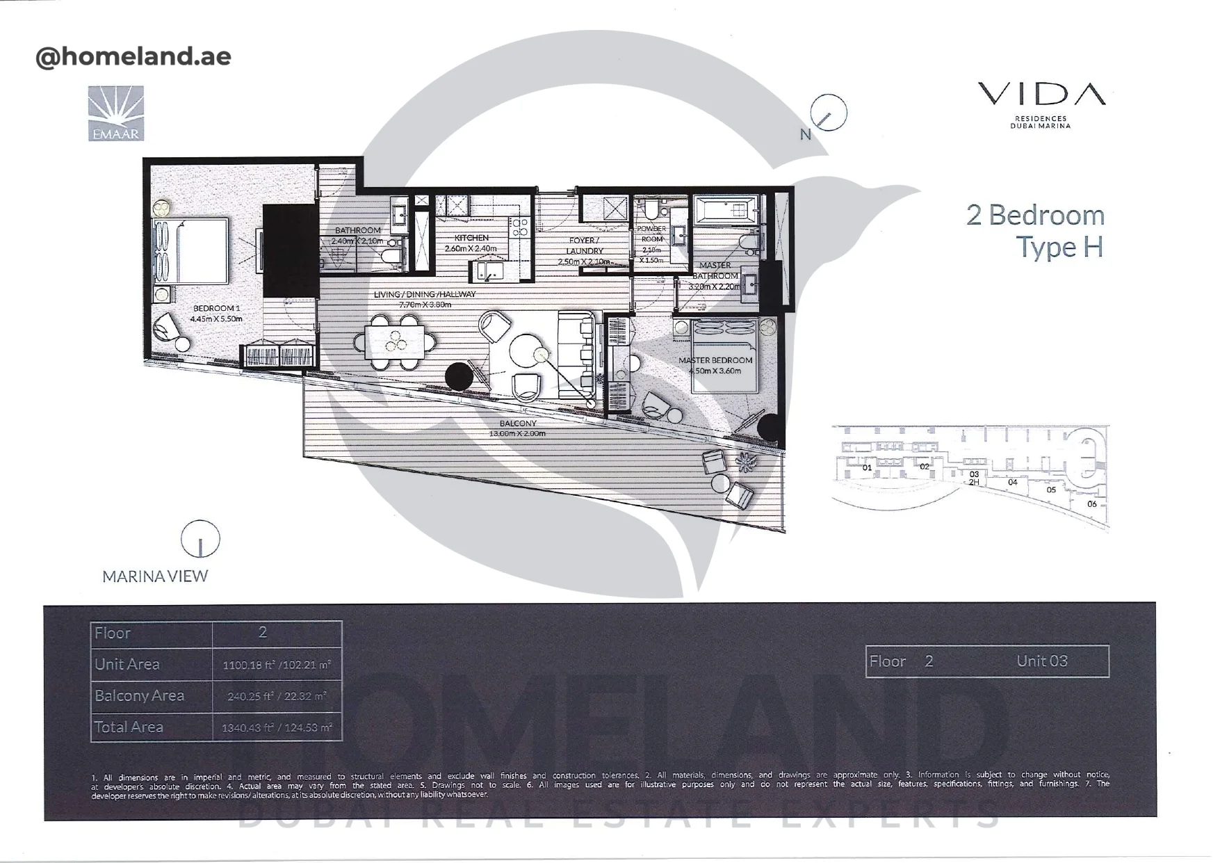 Vida_Residence, 2BR, Type H, Level 2, Unit 03, 1340.43 SQFT.webp