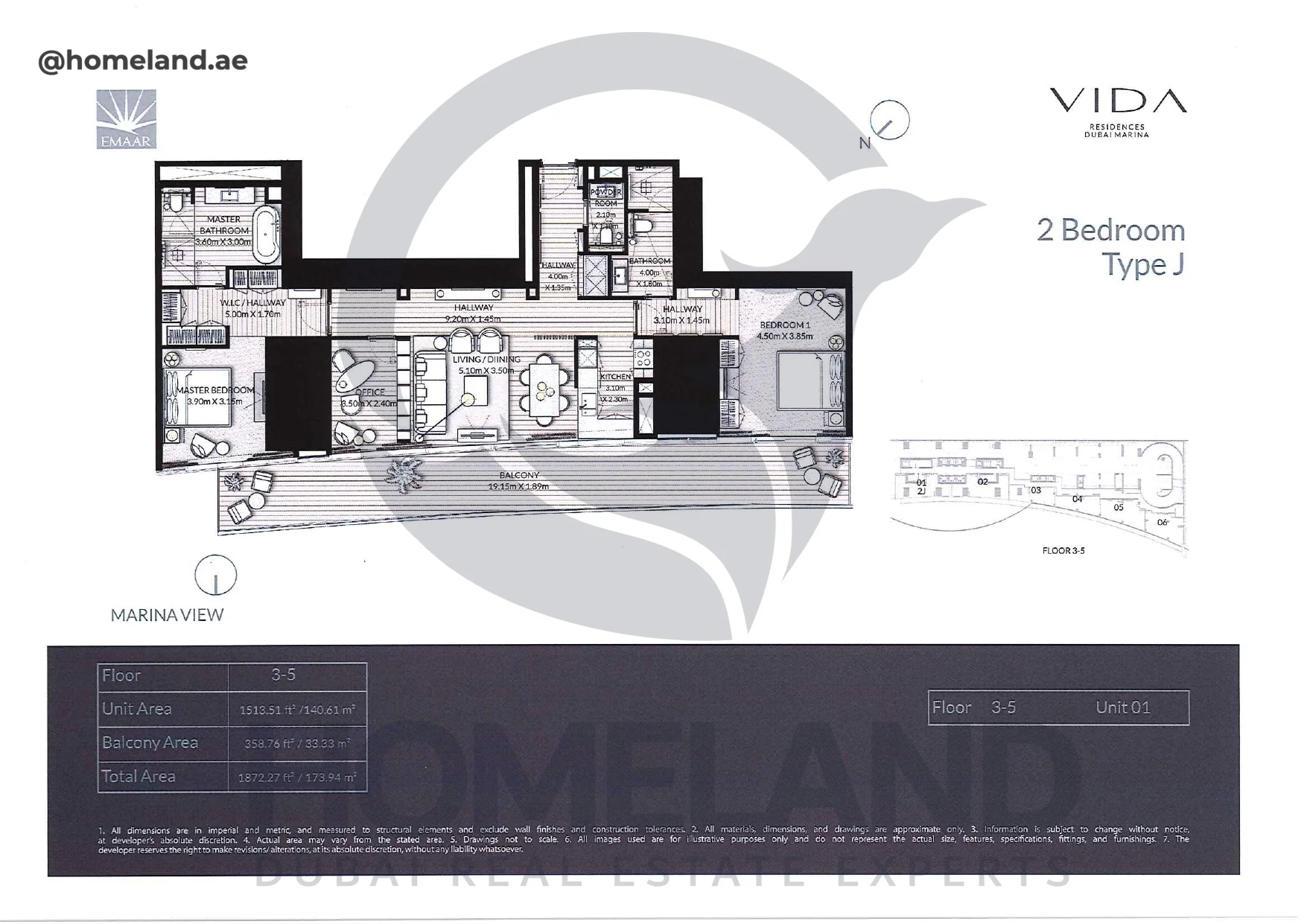 Vida_Residence, 2BR, Type J, Level 3-5, Unit 01, 1872.27 SQFT