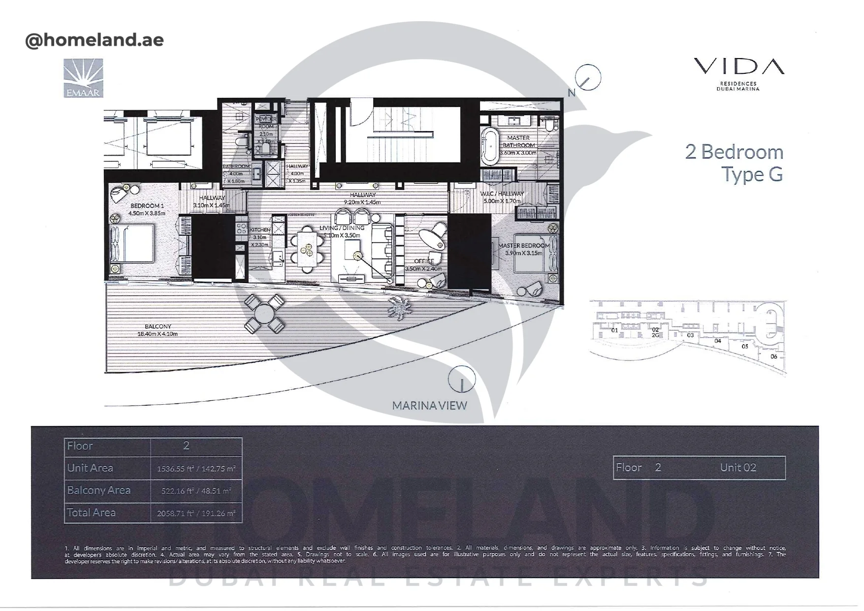 Vida_Residence, 2BR, Type G, Level 2, Unit 02, 2058.71 SQFT