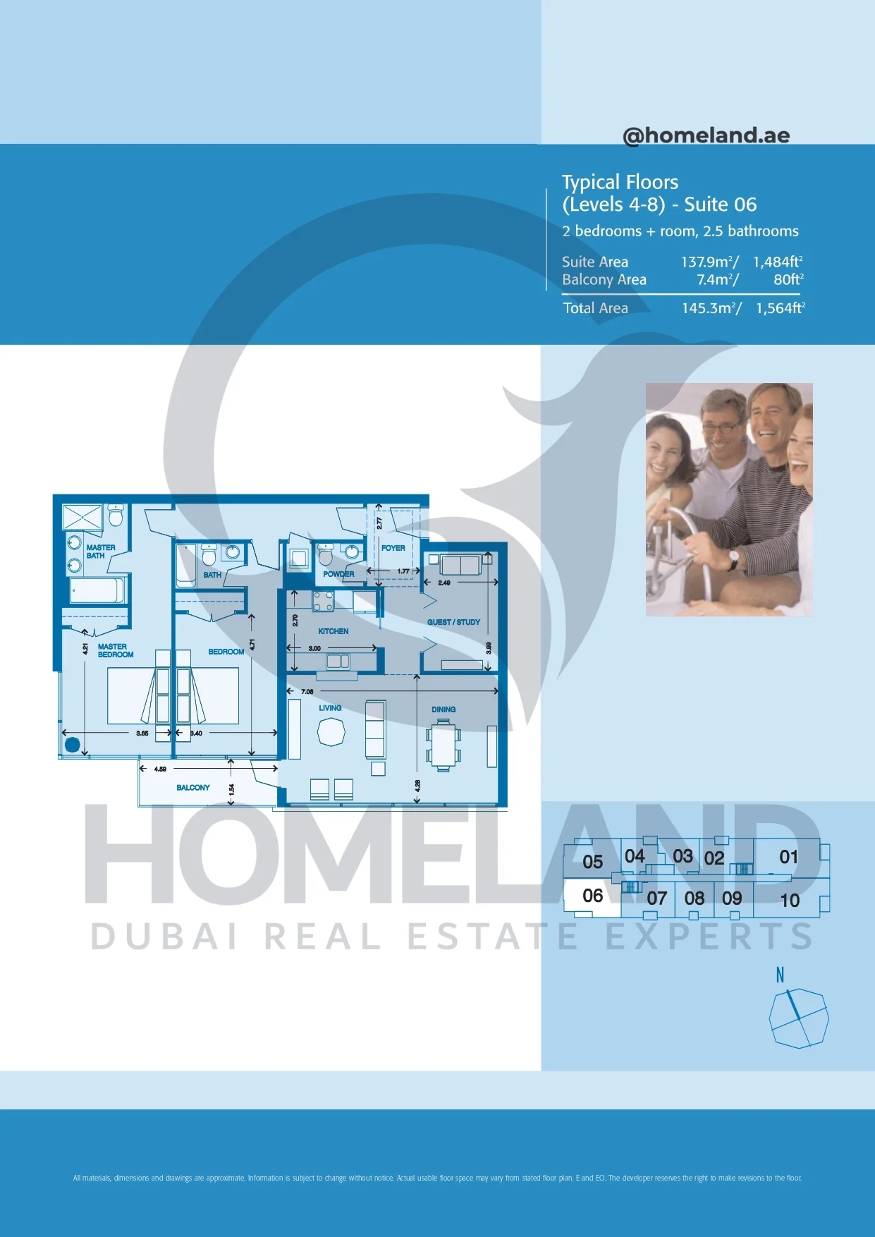 Marina Quays, Typical Floors, 2BR, Level 4-8, Suite 06, 1564 SQFT