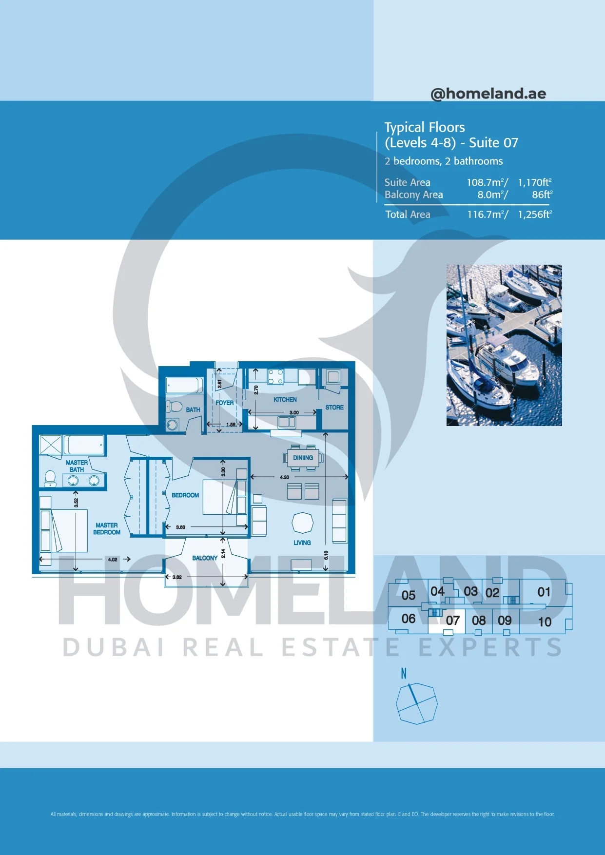 Marina Quays, Typical Floors, 2BR, Level 4-8, Suite 07, 1256 SQFT