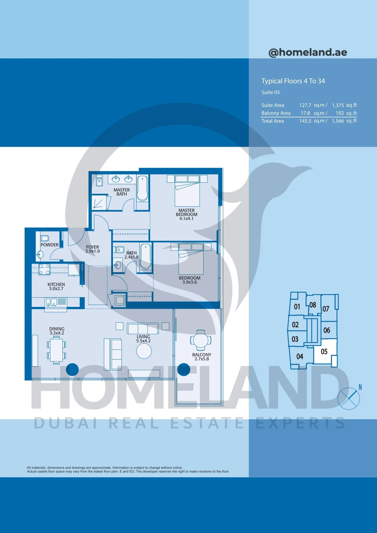 Marina Quays, Typical Floors, 2BR, Level 4 to 34, Suite 05, 1566 SQFT