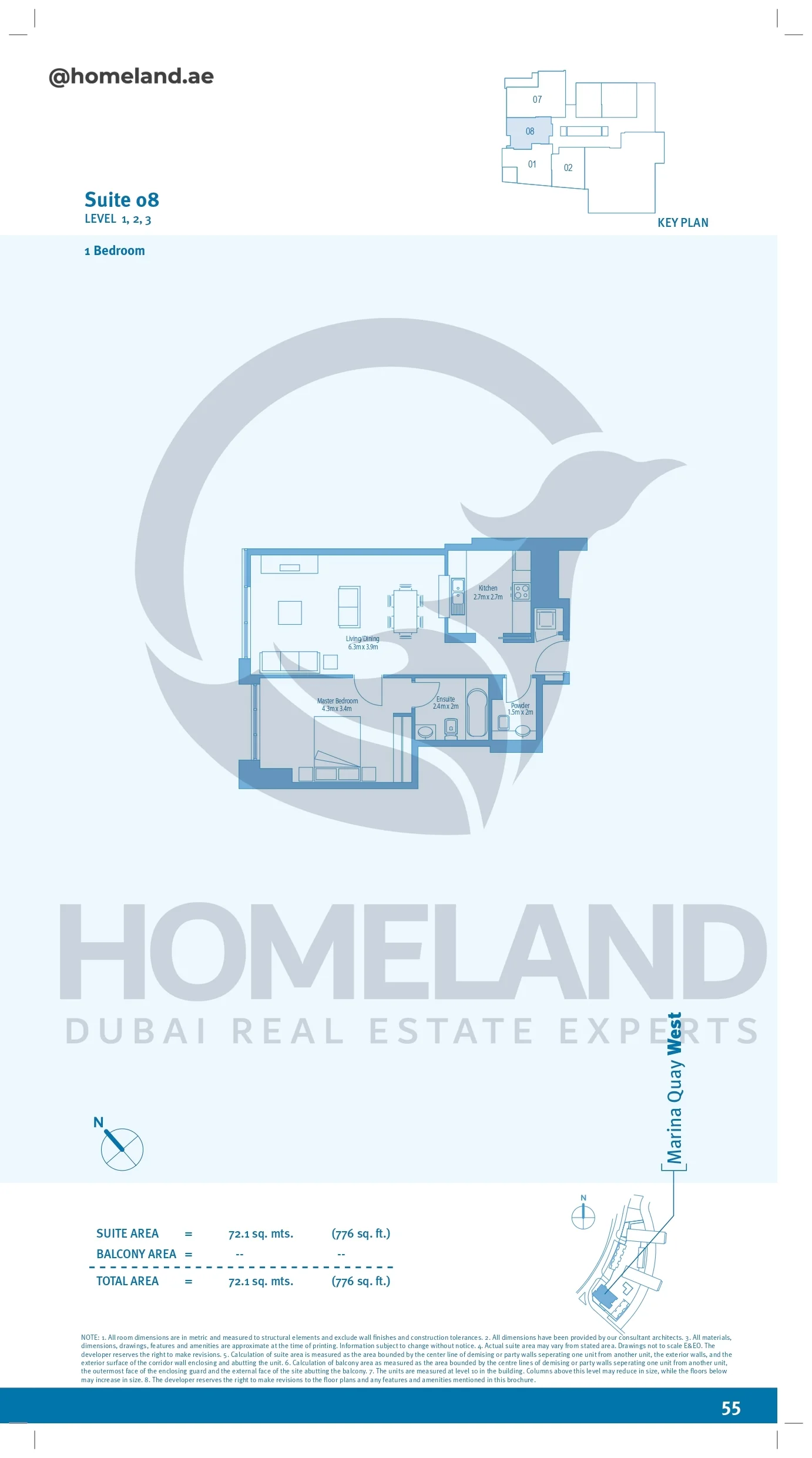 Marina Quays, 1BR, Level 1-2-3, Suite 08, 776 SQFT