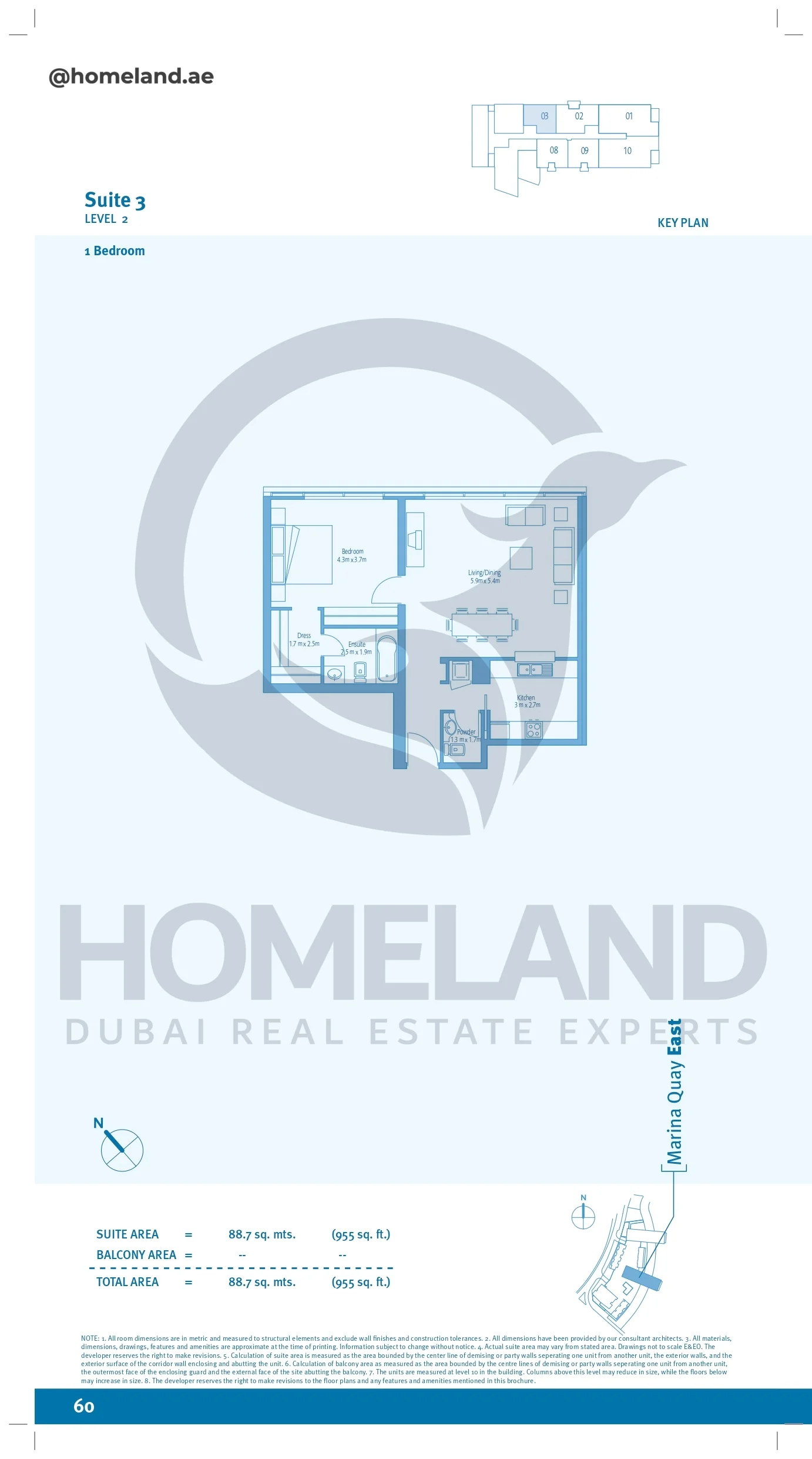 Marina Quays, 1BR, Level 2, Suite 03, 955 SQFT