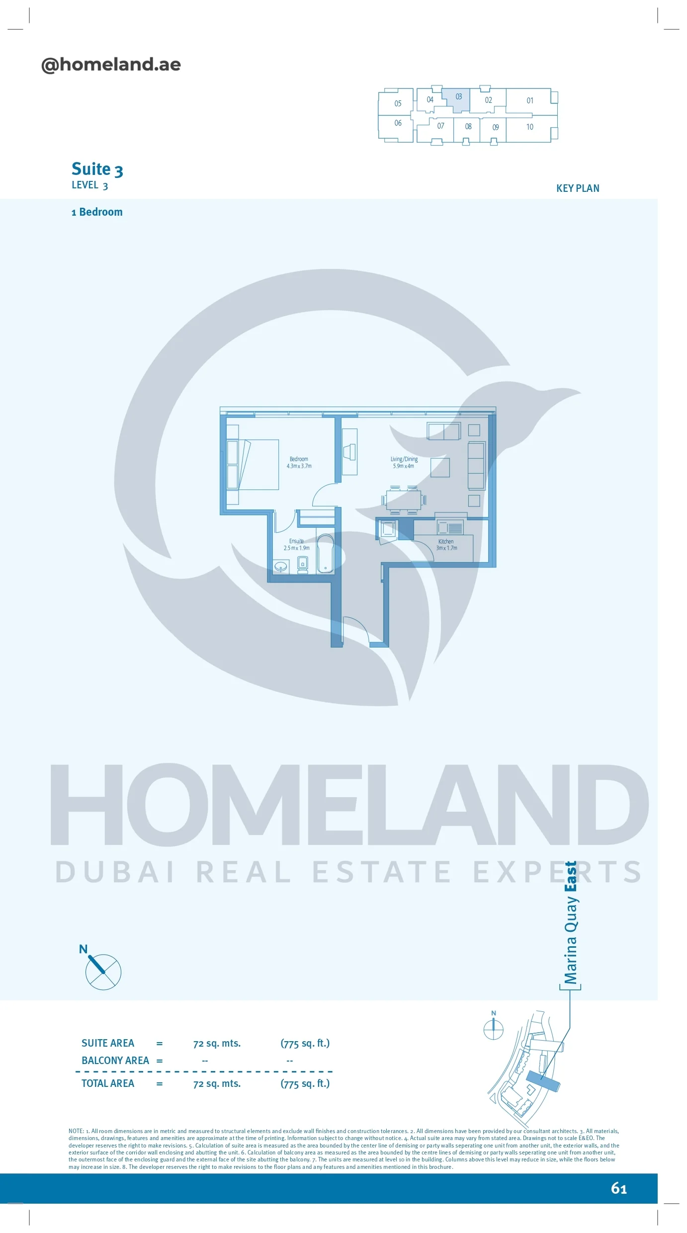 Marina Quays, 1BR, Level 3, Suite 03, 755 SQFT