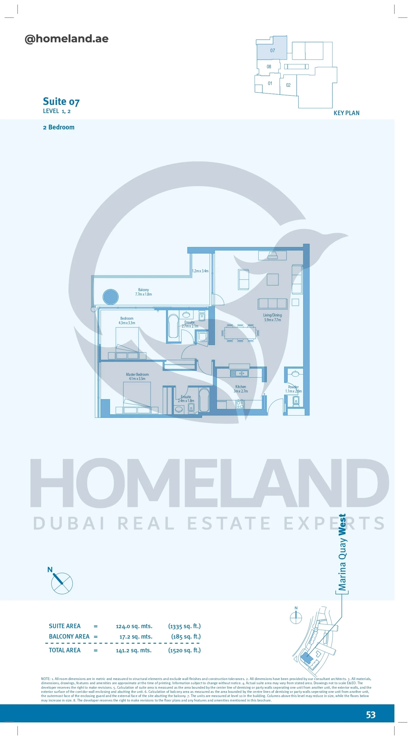 Marina Quays, 2BR, Level 1-2, Suite 07, 1520 SQFT