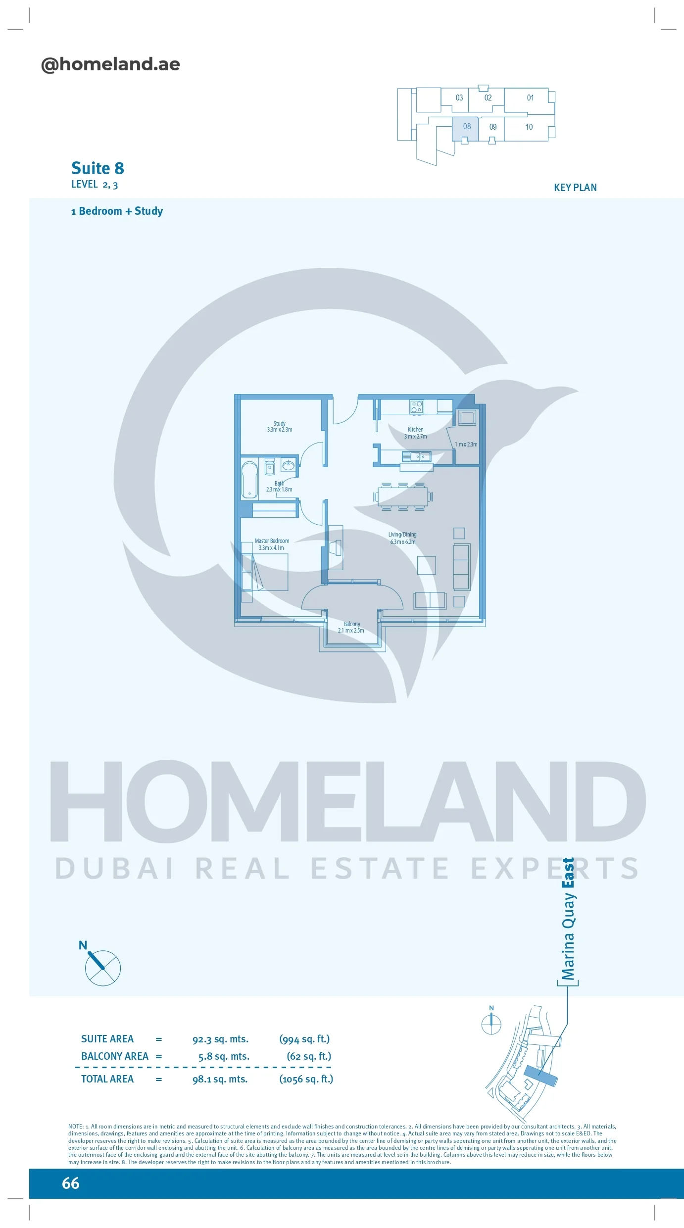 Marina Quays, 1BR+Study, Level 2-3, Suite 08, 1056 SQFT