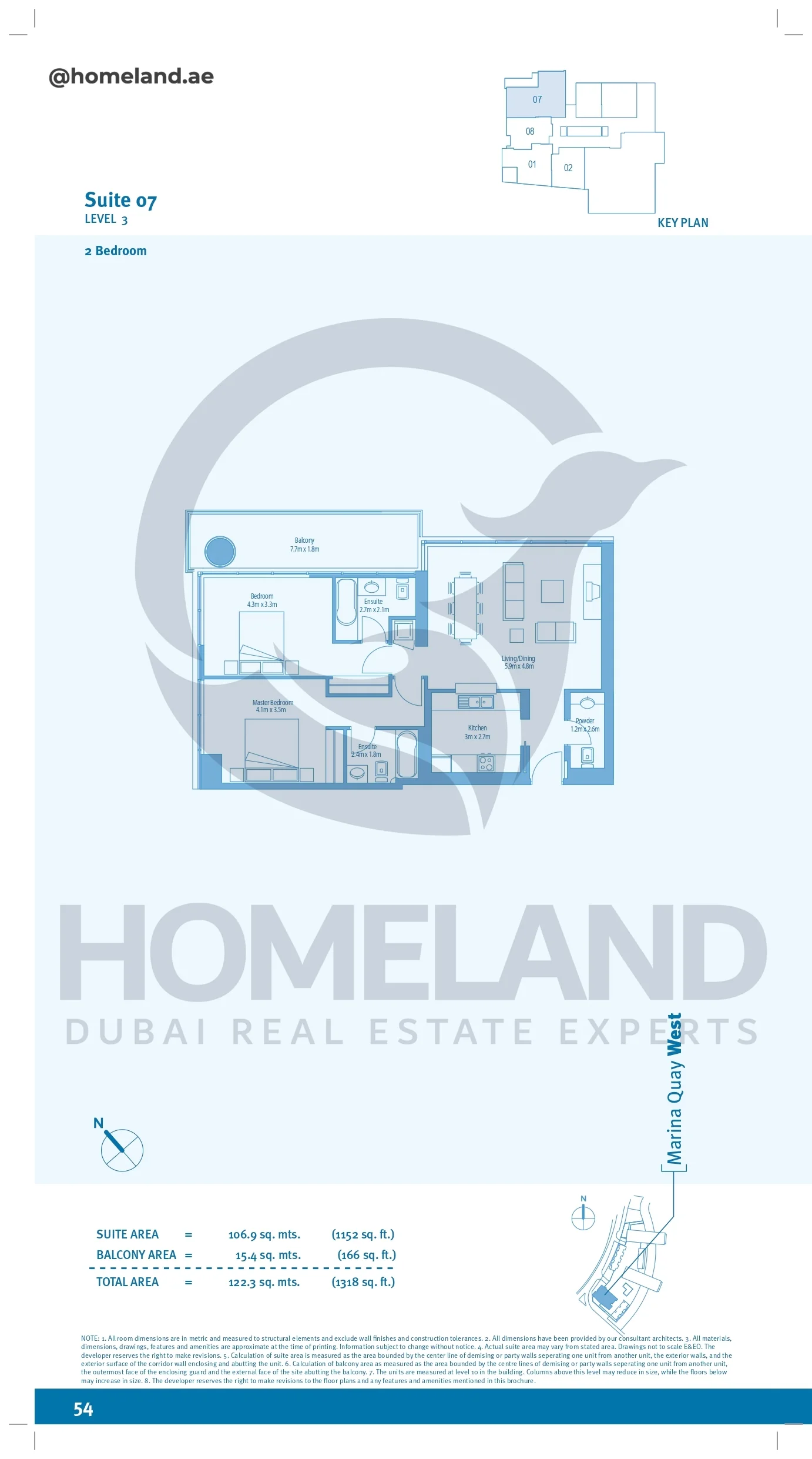 Marina Quays, 2BR, Level 3, Suite 07, 1318 SQFT