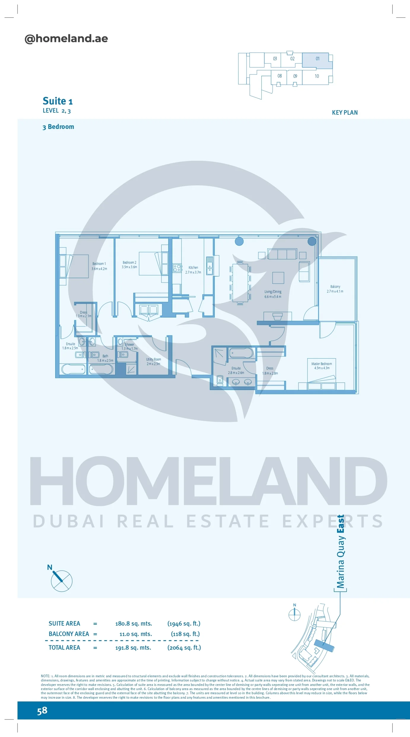 Marina Quays, 3BR, Level 2-3, Suite 01, 2064 SQFT
