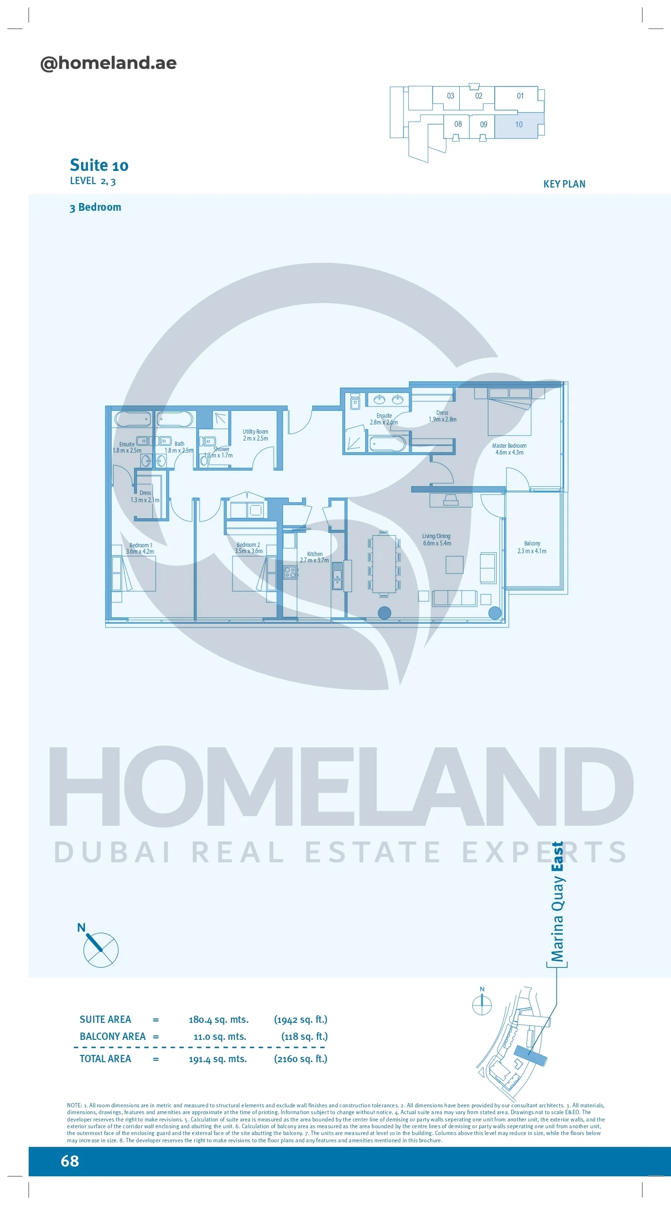 Marina Quays, 3BR, Level 2-3, Suite 10, 2160 SQFT