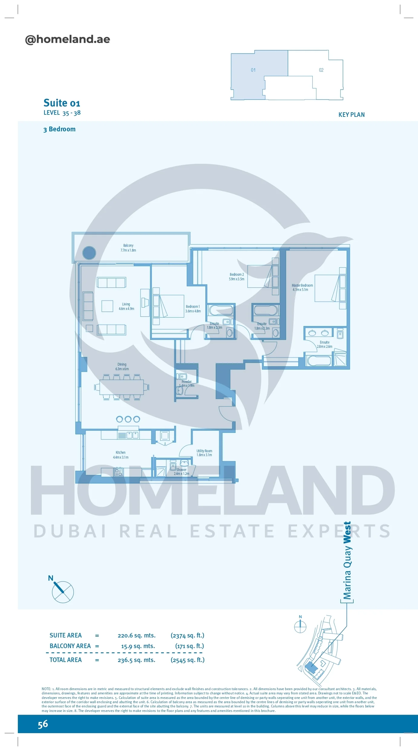 Marina Quays, 3BR, Level 35-38, Suite 01, 2545 SQFT