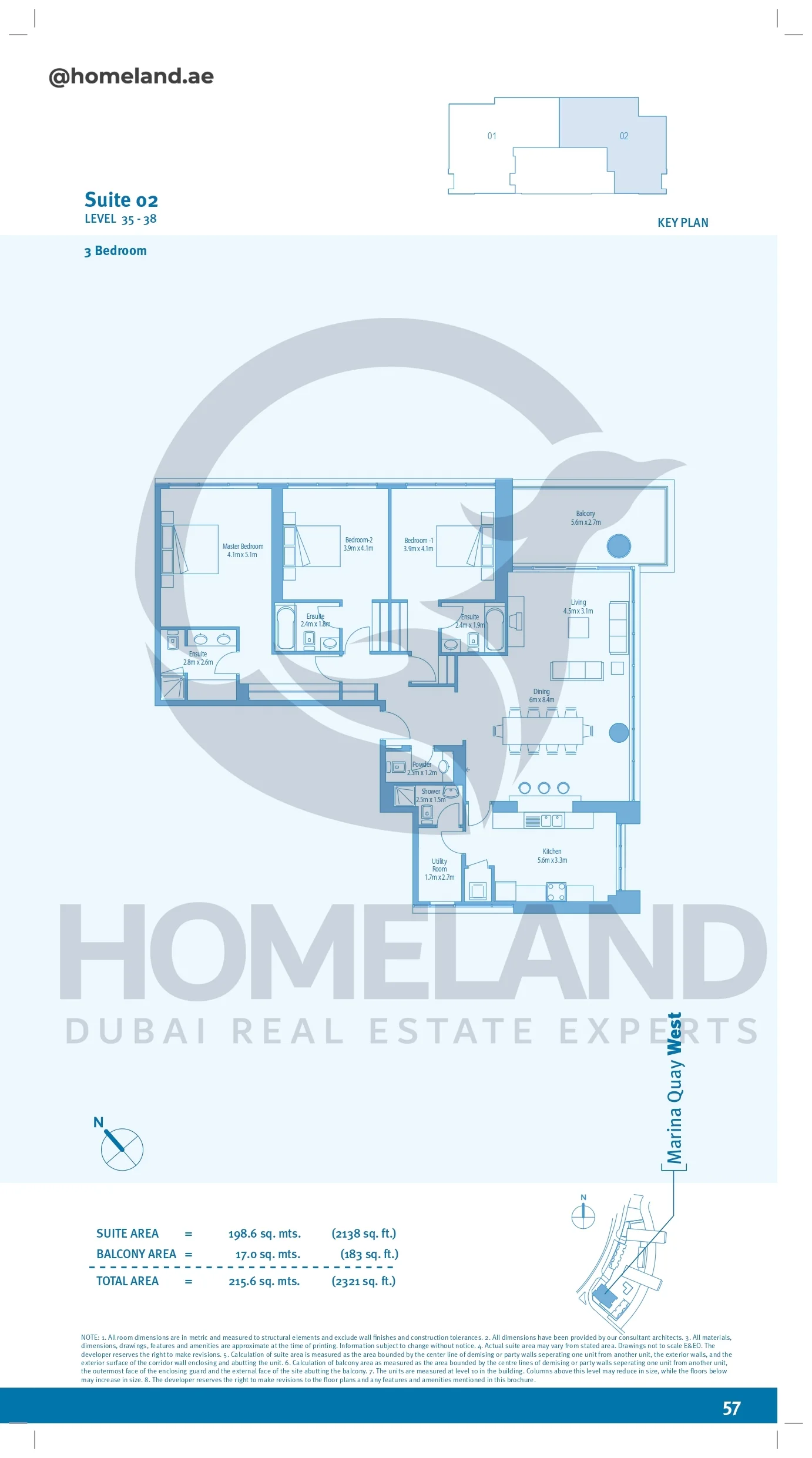 Marina Quays, 3BR, Level 35-38, Suite 02, 2321 SQFT