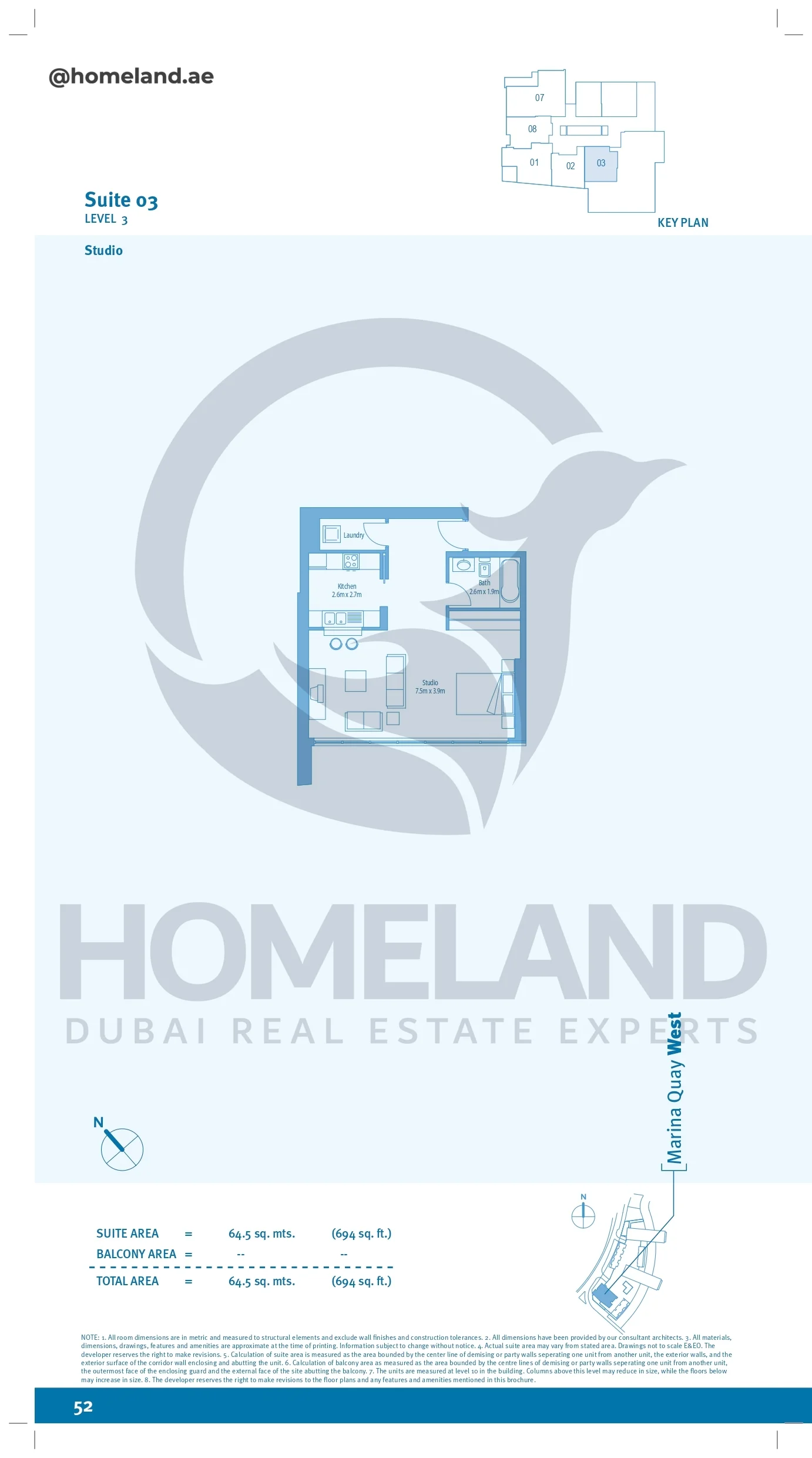 Marina Quays, Studio, Level 3, Suite 03, 694 SQFT