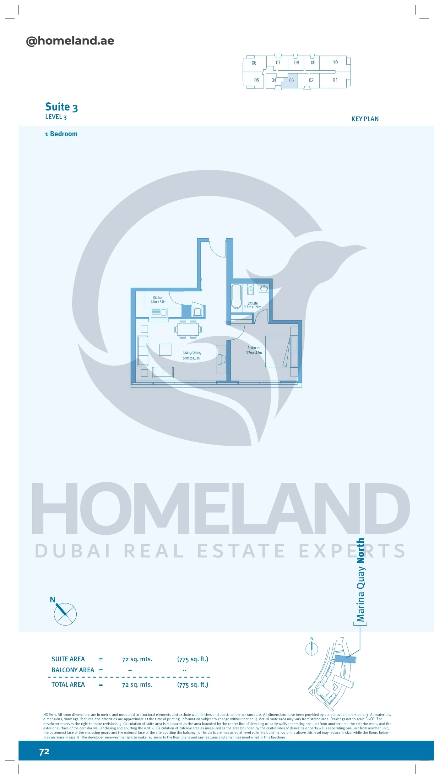Marina Quays, 1BR, Level 3, Suite 03, 775 SQFT