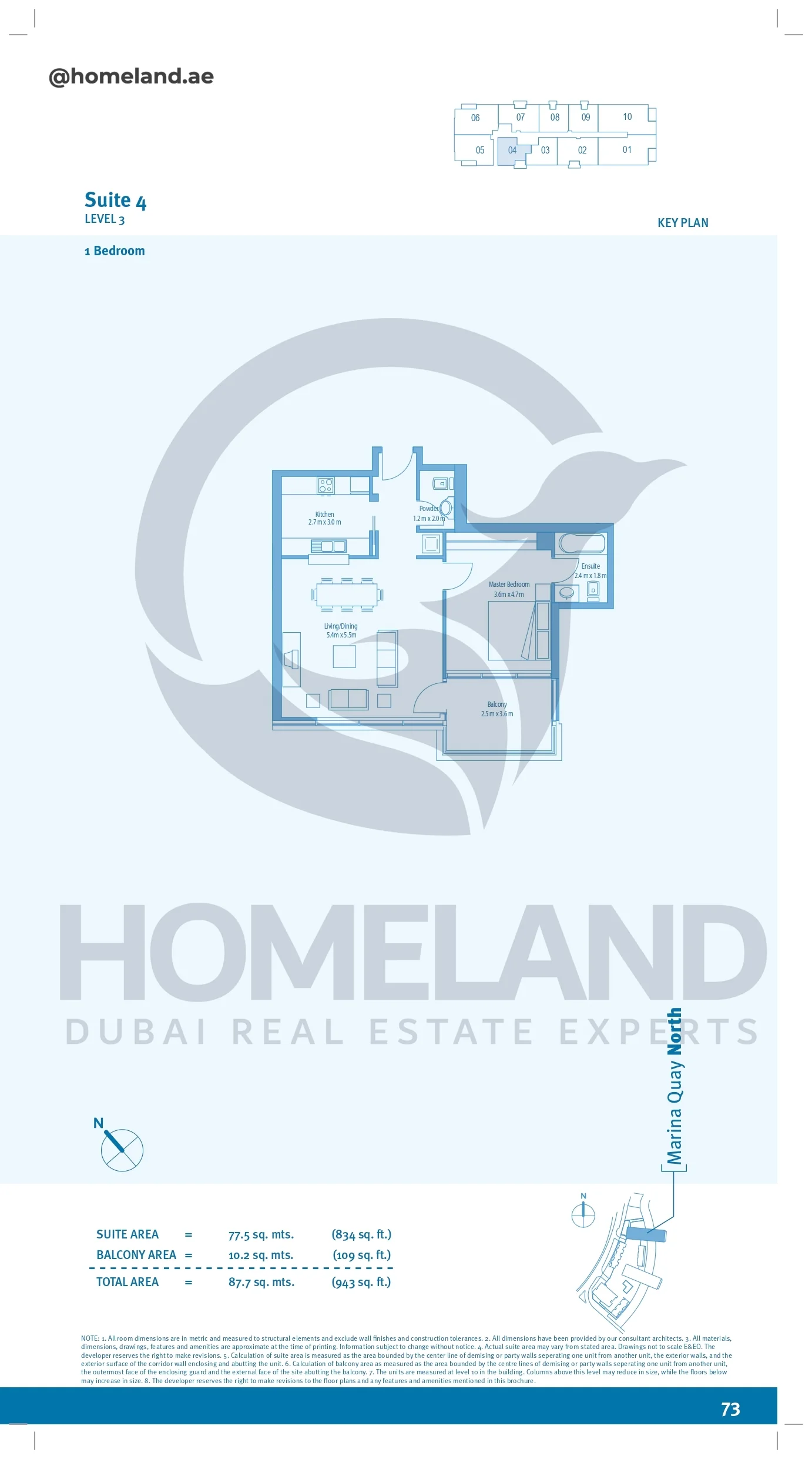 Marina Quays, 1BR, Level 3, Suite 04, 943 SQFT