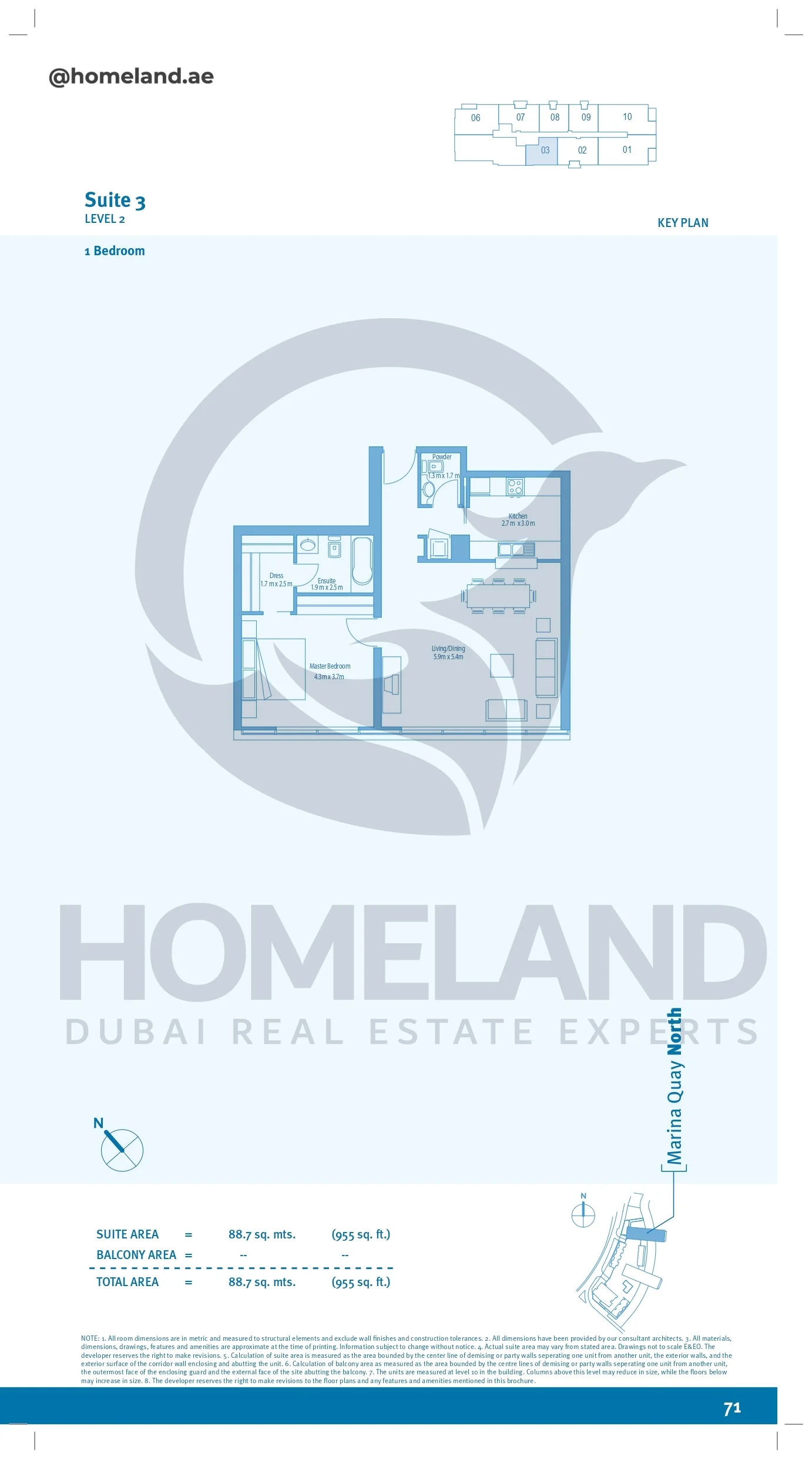 Marina Quays, 1BR, Level 2, Suite 03, 955 SQFT