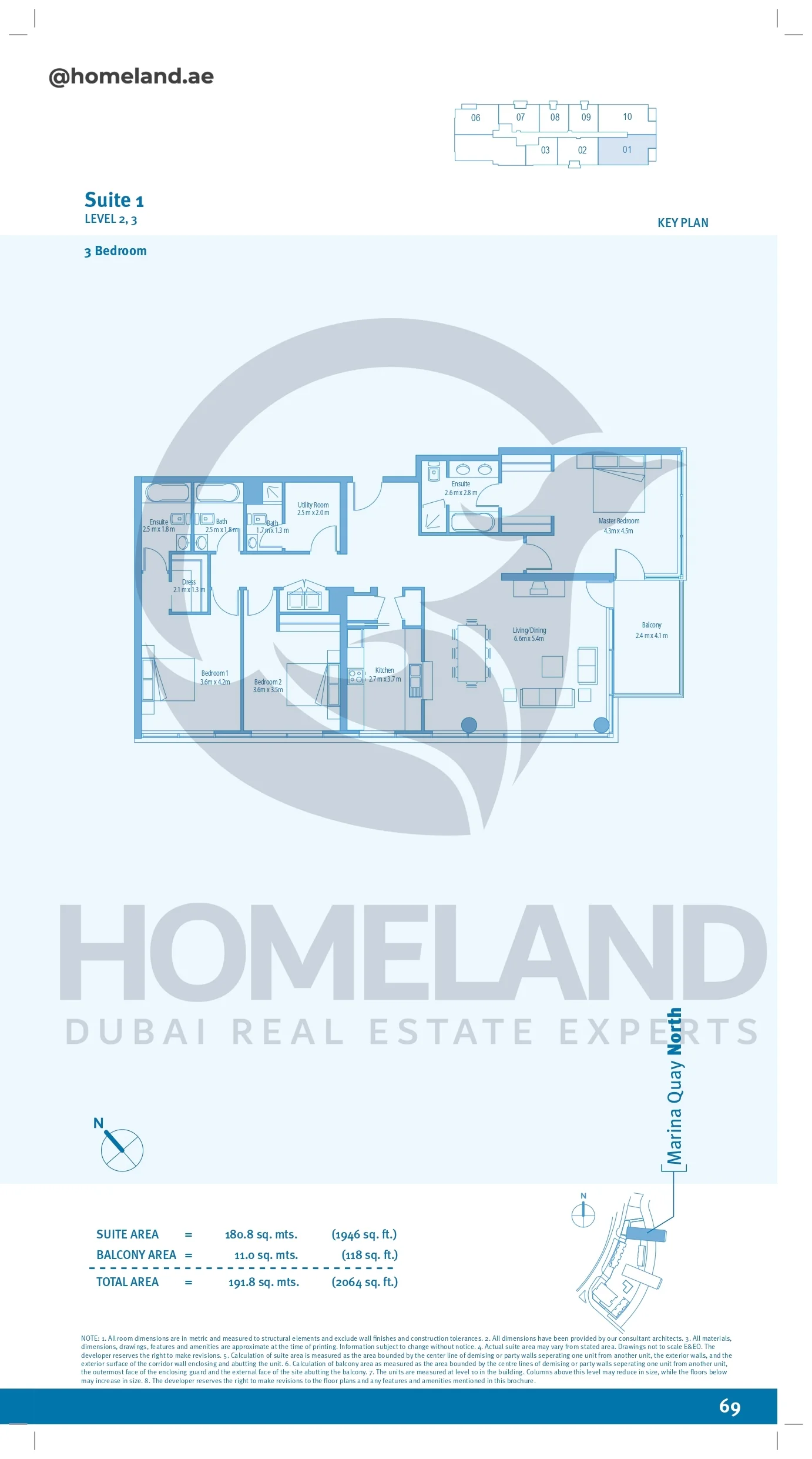Marina Quays, 3BR, Level 2-3, Suite 01, 2064 SQFT