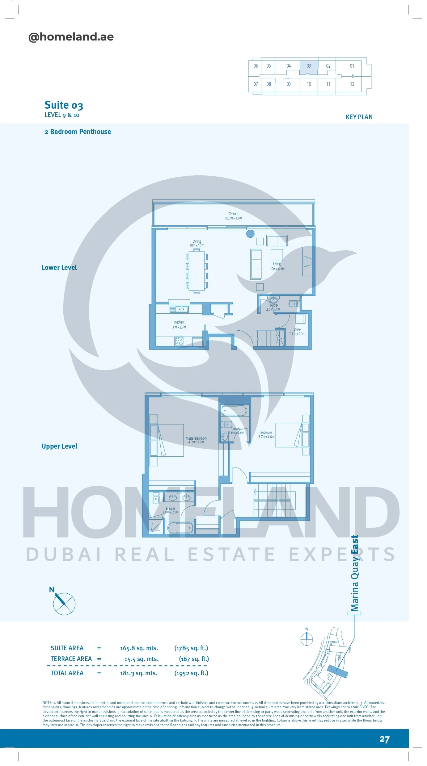 Marina Quays, 2BR, Penthouse, Level 9&10, Suite 03, 1952 SQFT