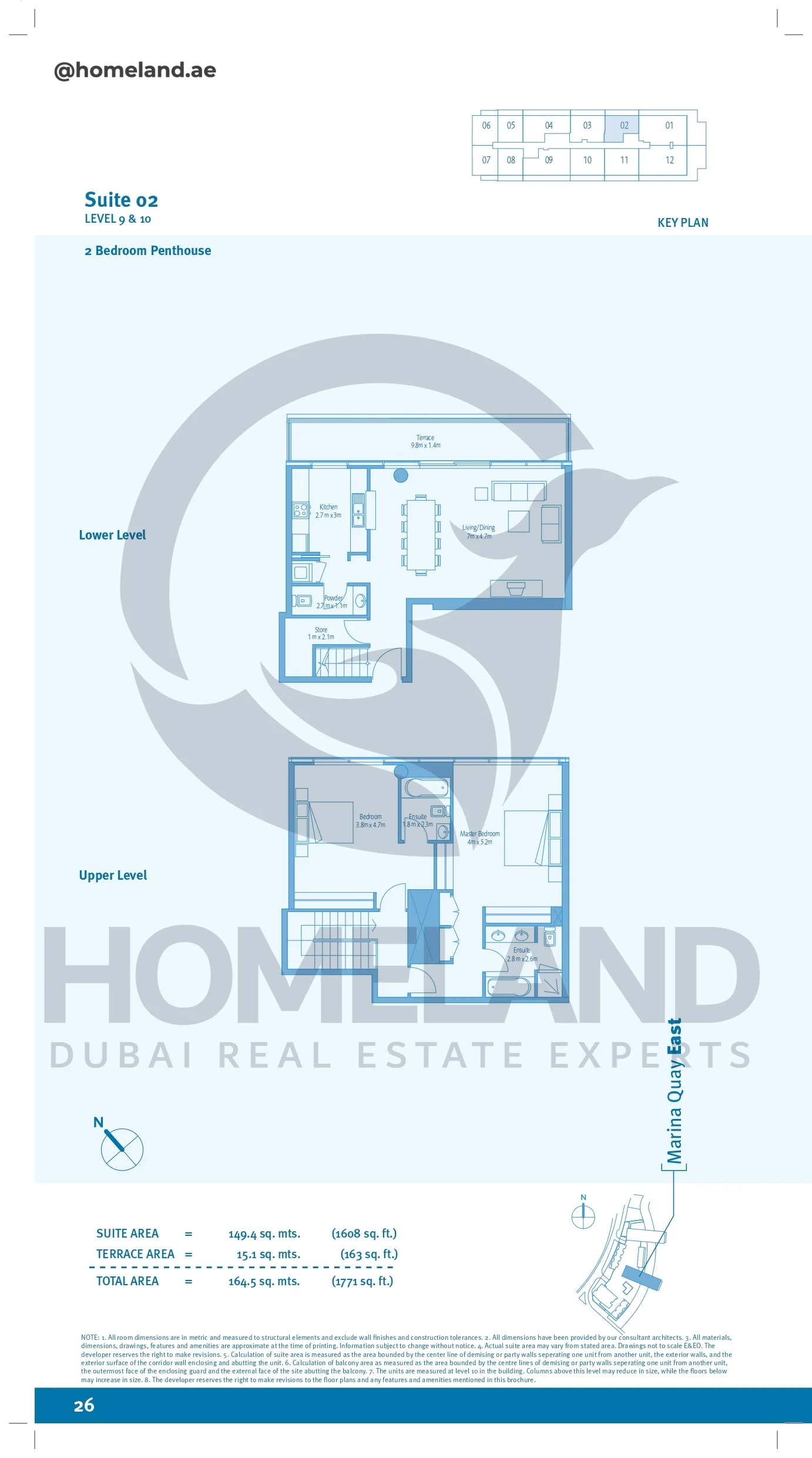 Marina Quays, 2BR, Penthouse, Level 9&10, Suite 02, 1771 SQFT
