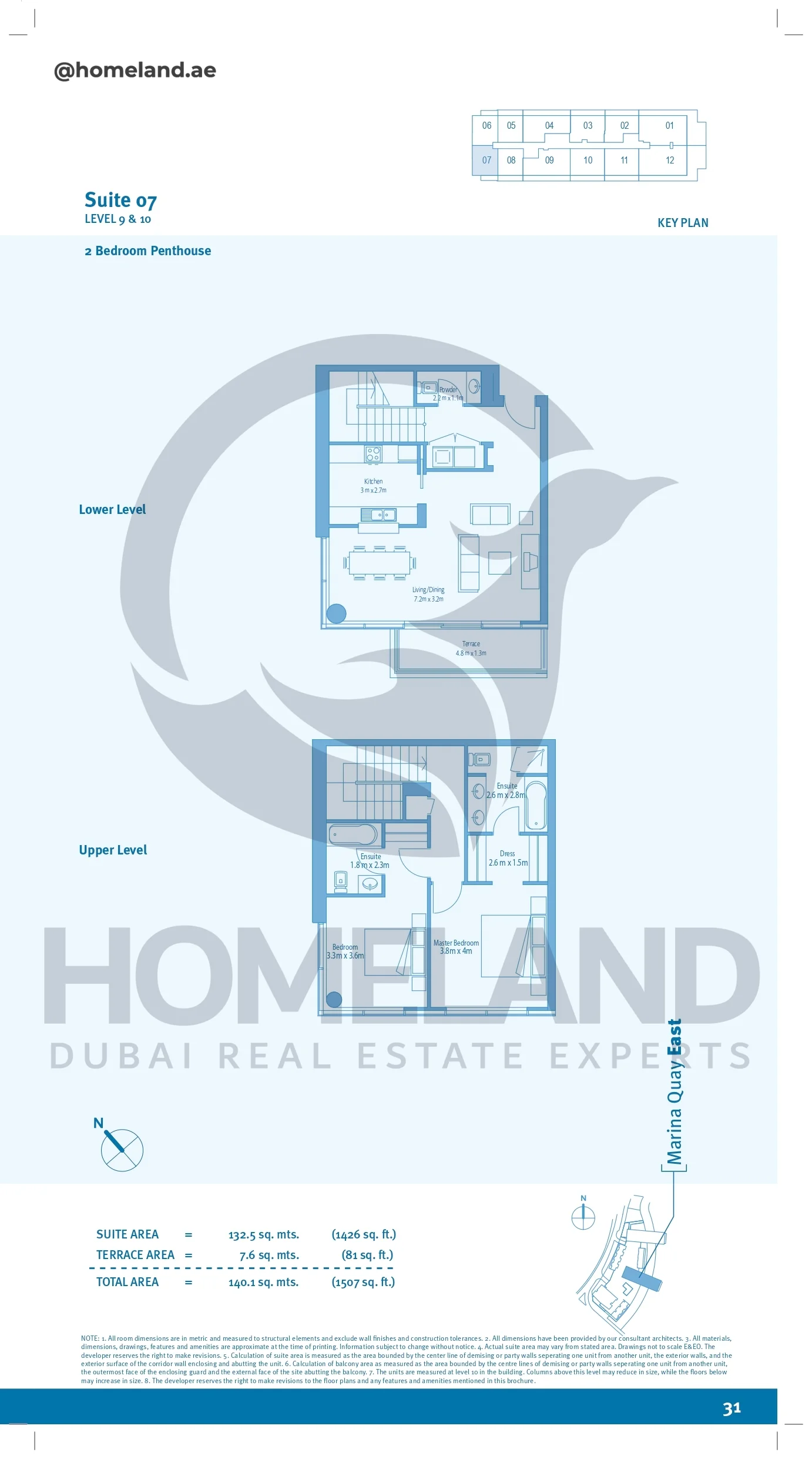 Marina Quays, 2BR, Penthouse, Level 9&10, Suite 07, 1507 SQFT