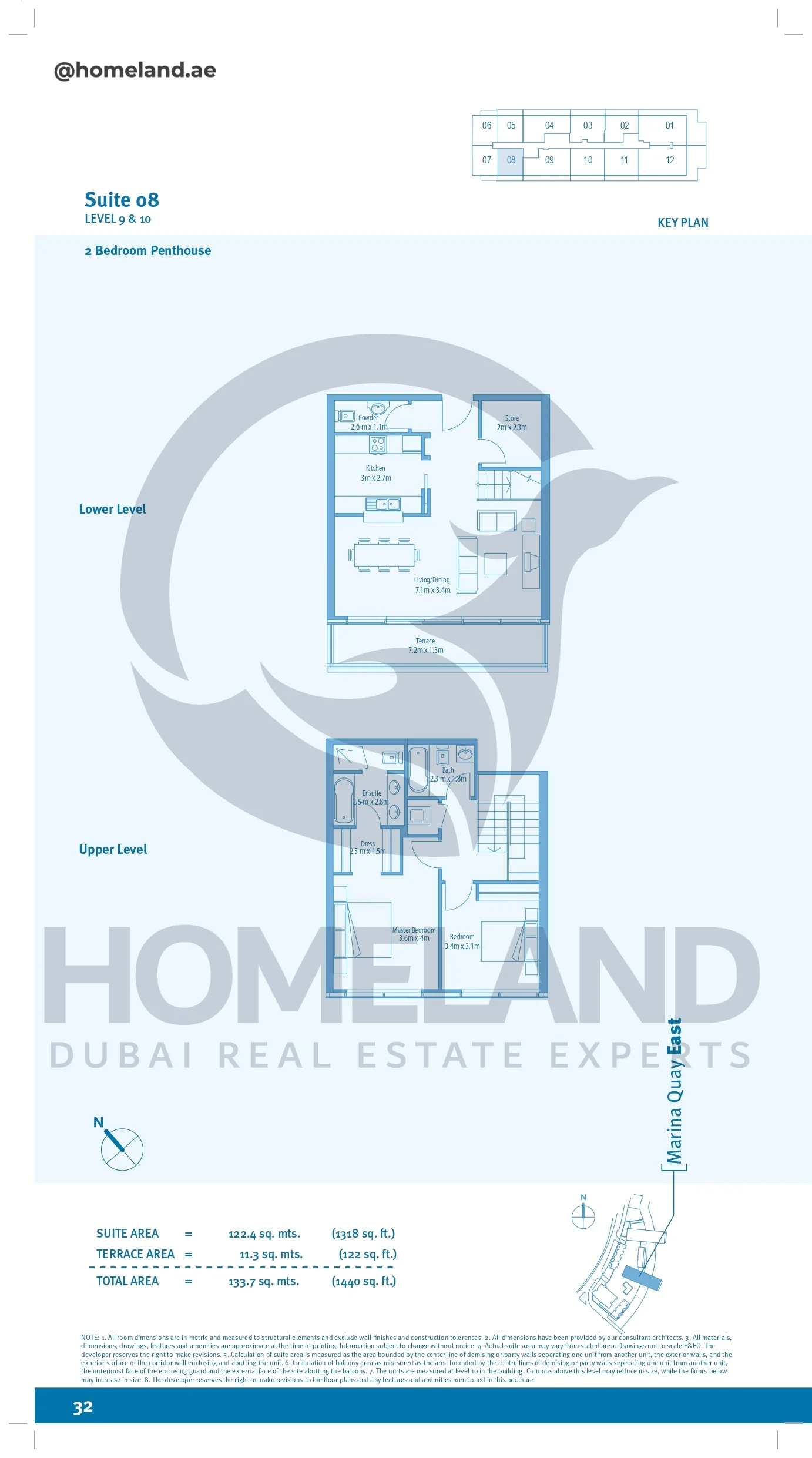 Marina Quays, 2BR, Penthouse, Level 9&10, Suite 08, 1440 SQFT