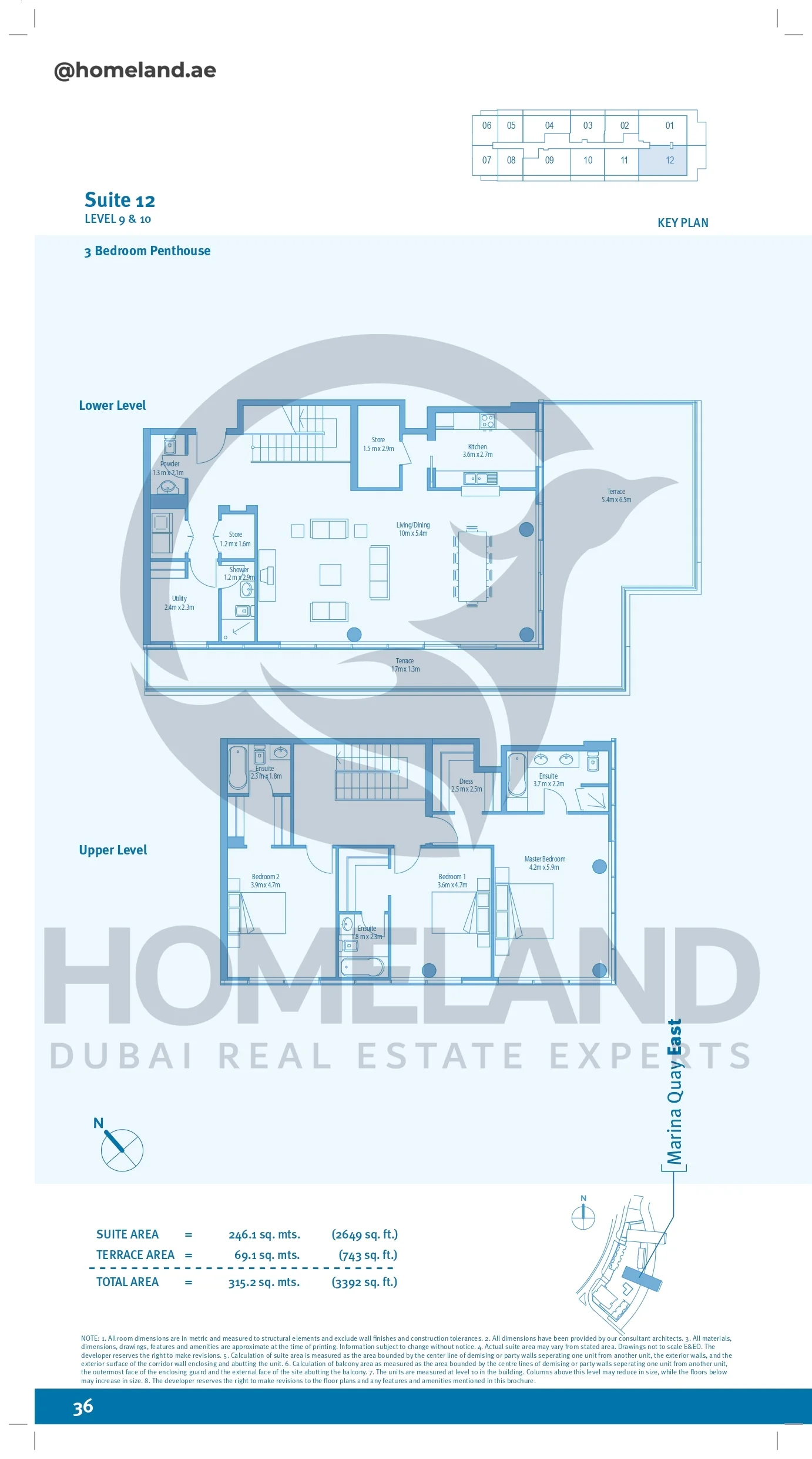 Marina Quays, 3BR, Penthouse, Level 9&10, Suite 12, 3392 SQFT