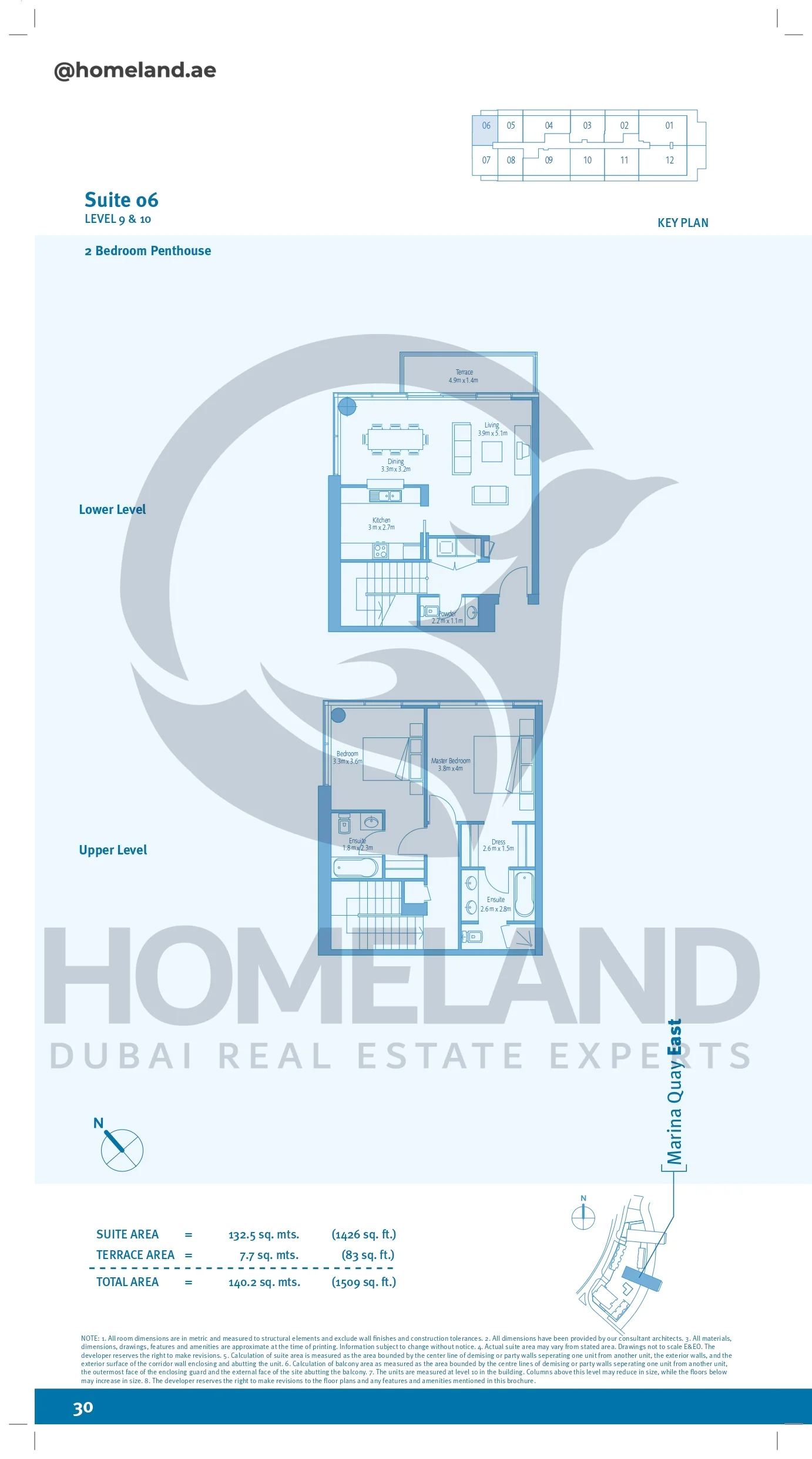 Marina Quays, 2BR, Penthouse, Level 9&10, Suite 06, 1509 SQFT