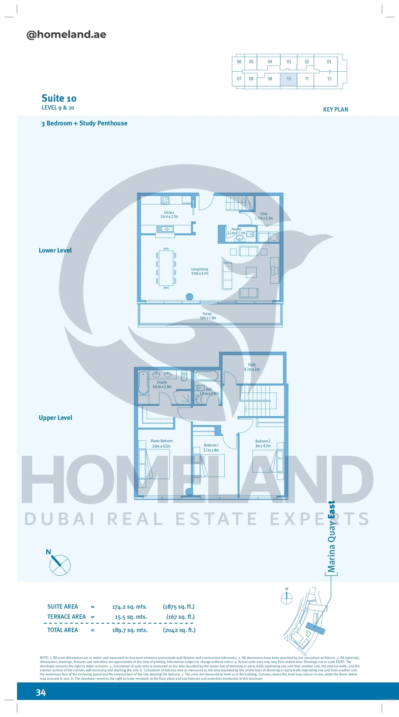 Marina Quays, 3BR+Study, Penthouse, Level 9&10, Suite 10, 2042 SQFT