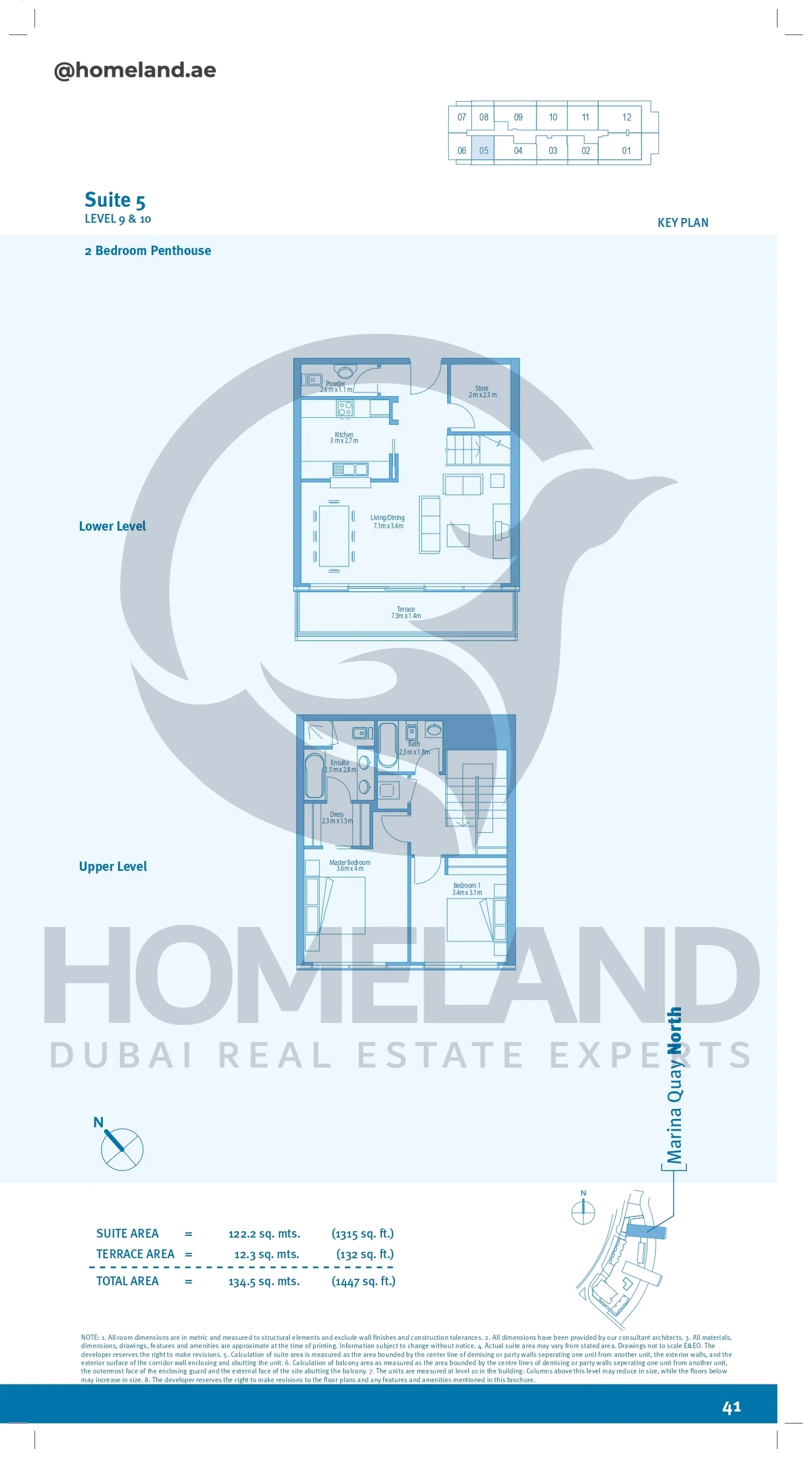 Marina Quays, 2BR, Penthouse, Level 9&10, Suite 5, 1447 SQFT