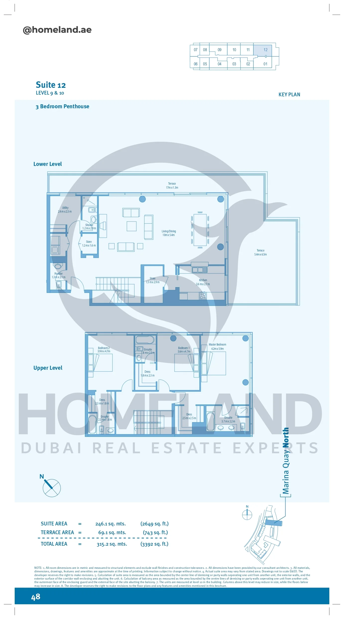 Marina Quays, 3BR, Penthouse, Level 9&10, Suite 12, 3392 SQFT