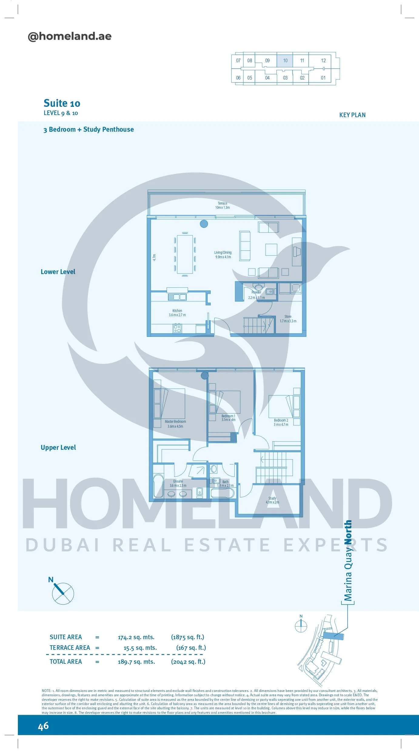 Marina Quays, 3BR+Study, Penthouse, Level 9&10, Suite 10, 2042 SQFT