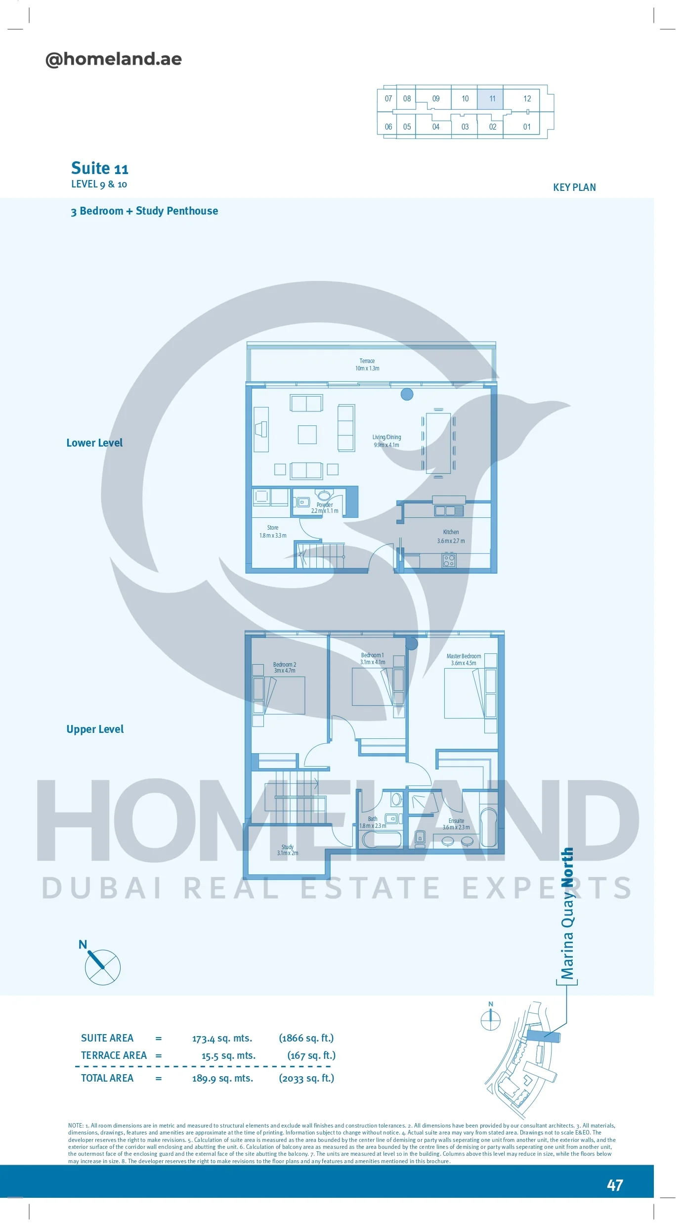 Marina Quays, 3BR+Study, Penthouse, Level 9&10, Suite 11, 2033 SQFT