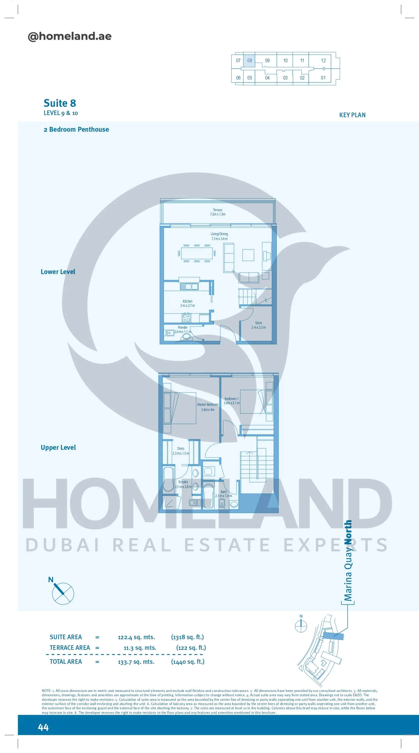 Marina Quays, 2BR, Penthouse, Level 9&10, Suite 8, 1440 SQFT