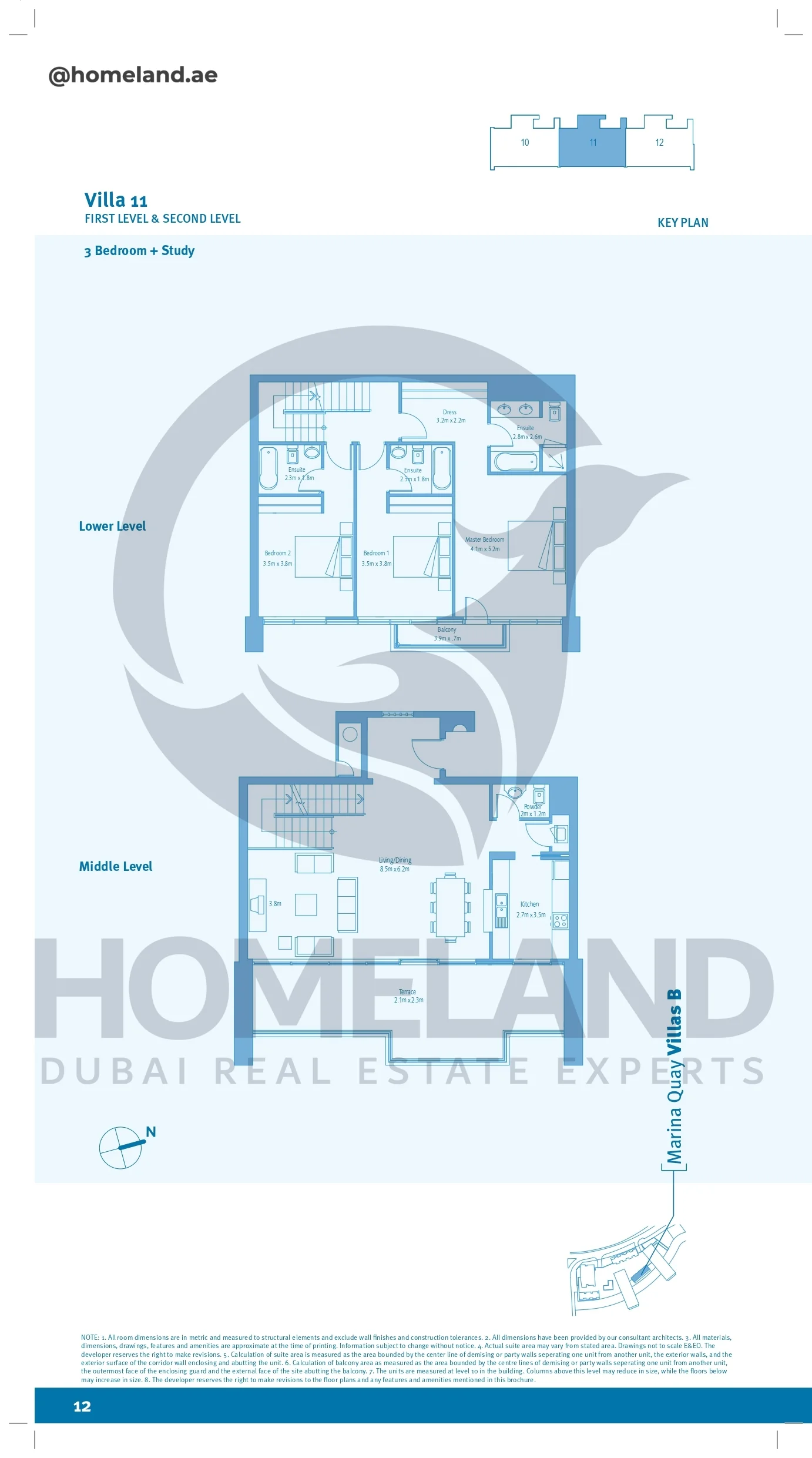 Marina Quay villa B, Lower Level - Middle Level, Villa 11, 3BR+Study, 3784 SQFT