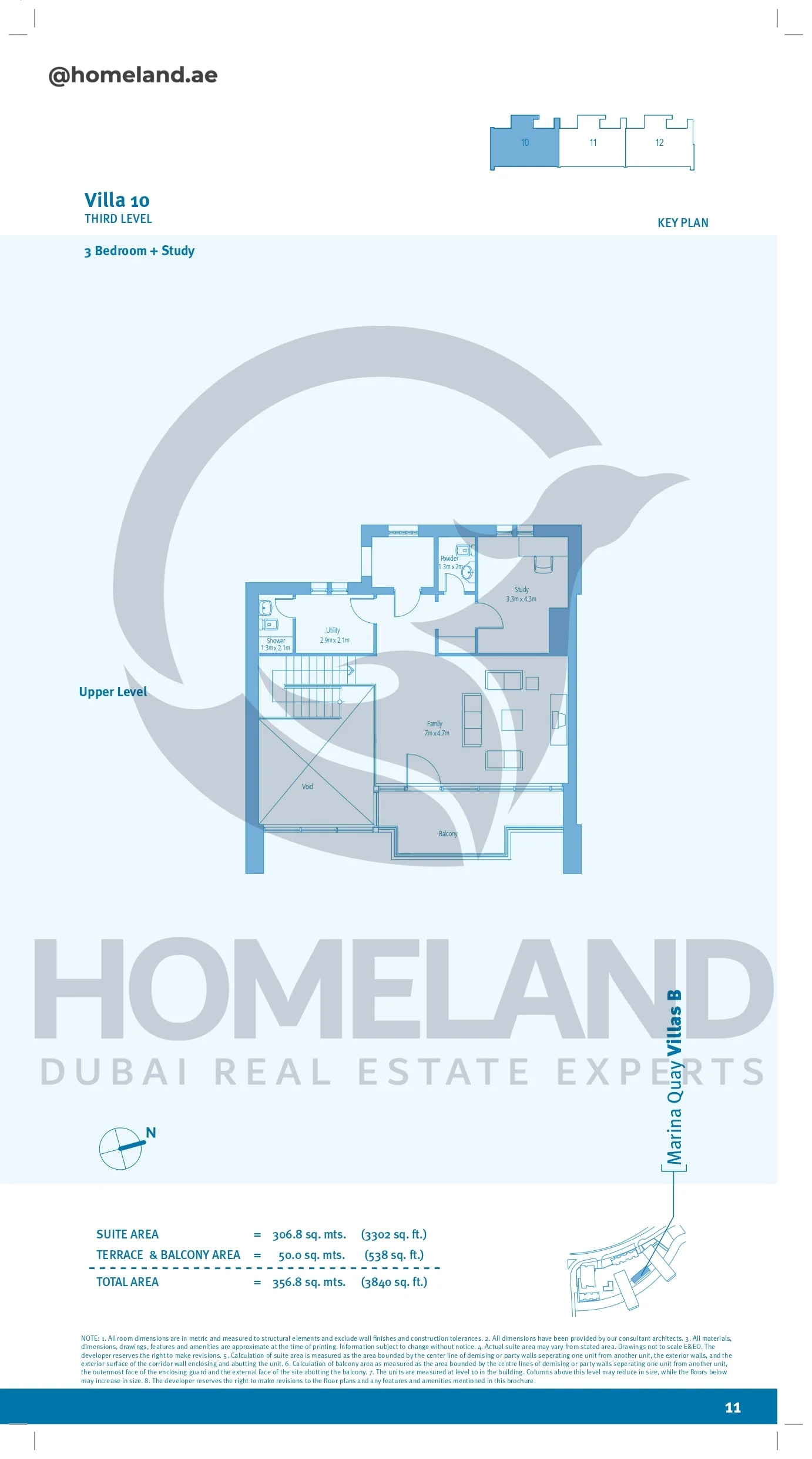 Marina Quay villa B, Upper Level, Villa 10, 3BR+Study, 3840 SQFT