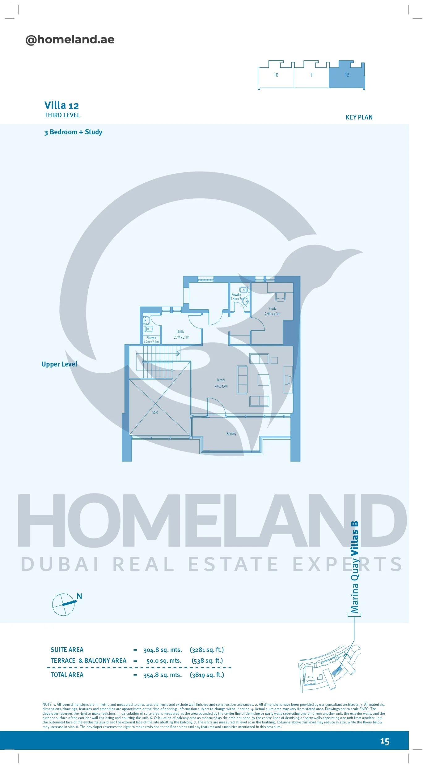 Marina Quay villa B, Upper Level, Villa 12, 3BR+Study, 3819 SQFT