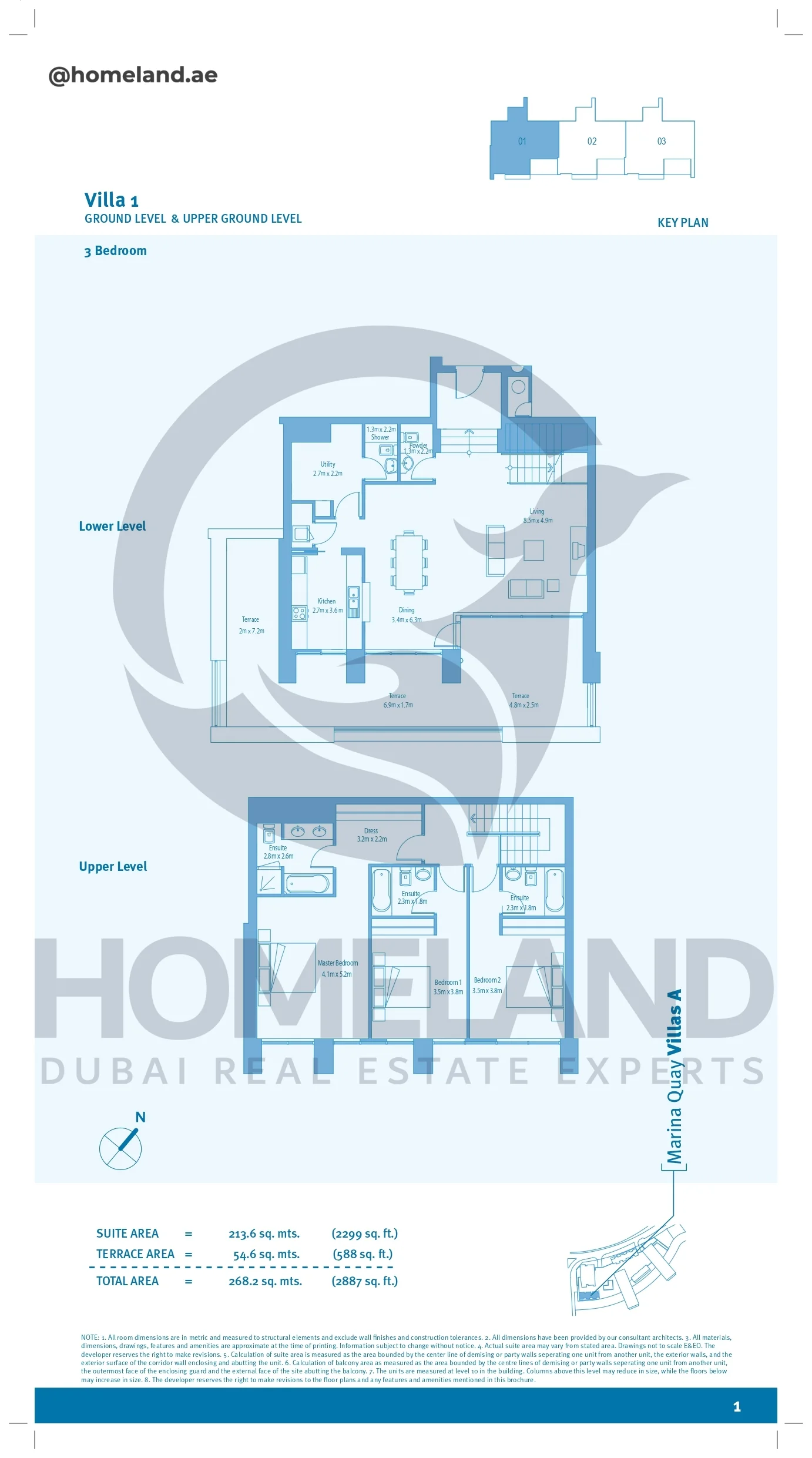 Marina Quays villa A, 3BR, Villa 1, Ground Level&Upper Ground Level , 2887 SQFT