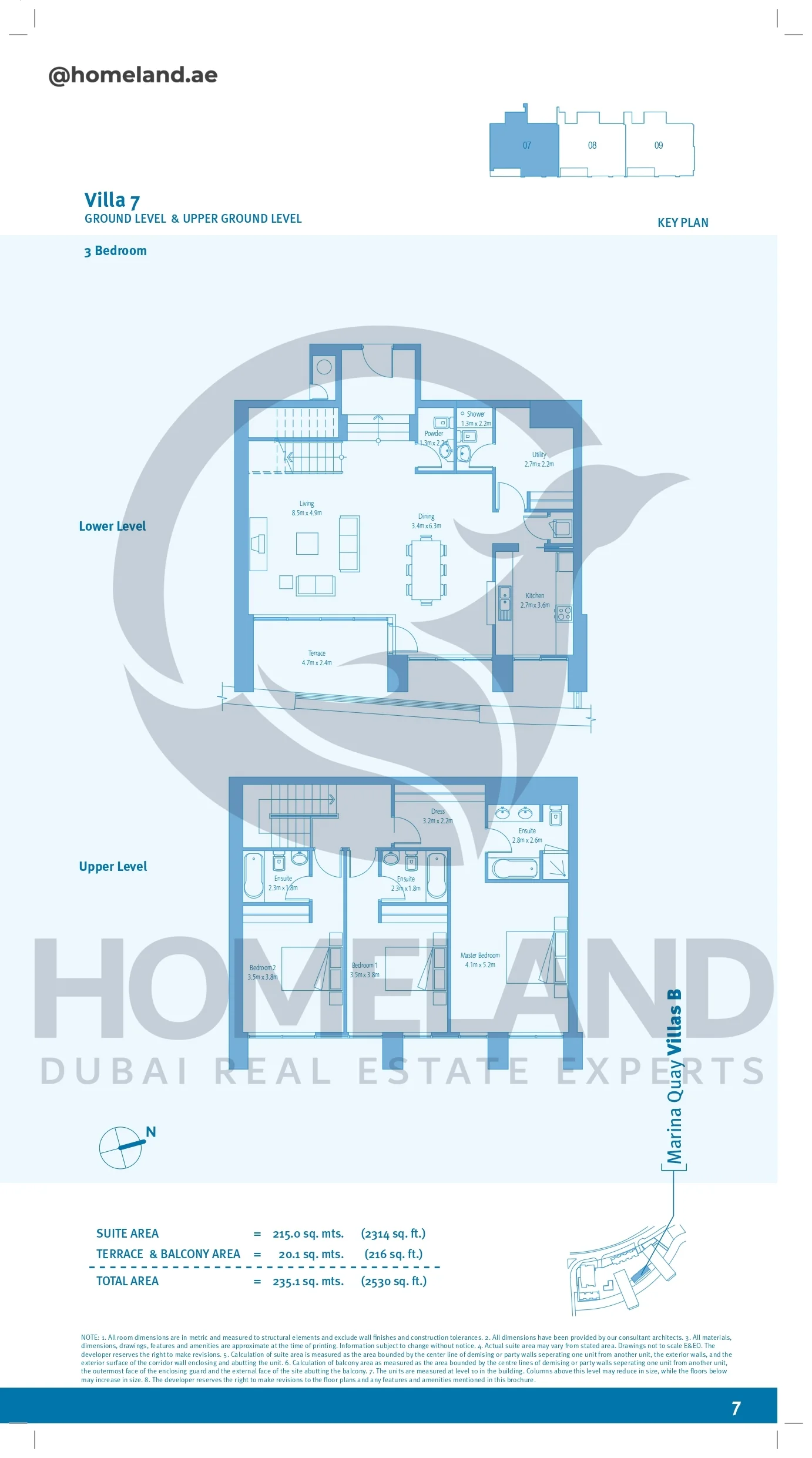 Marina Quays villa B, 3BR, Villa 7, Ground Level&Upper Ground Level , 2530 SQFT