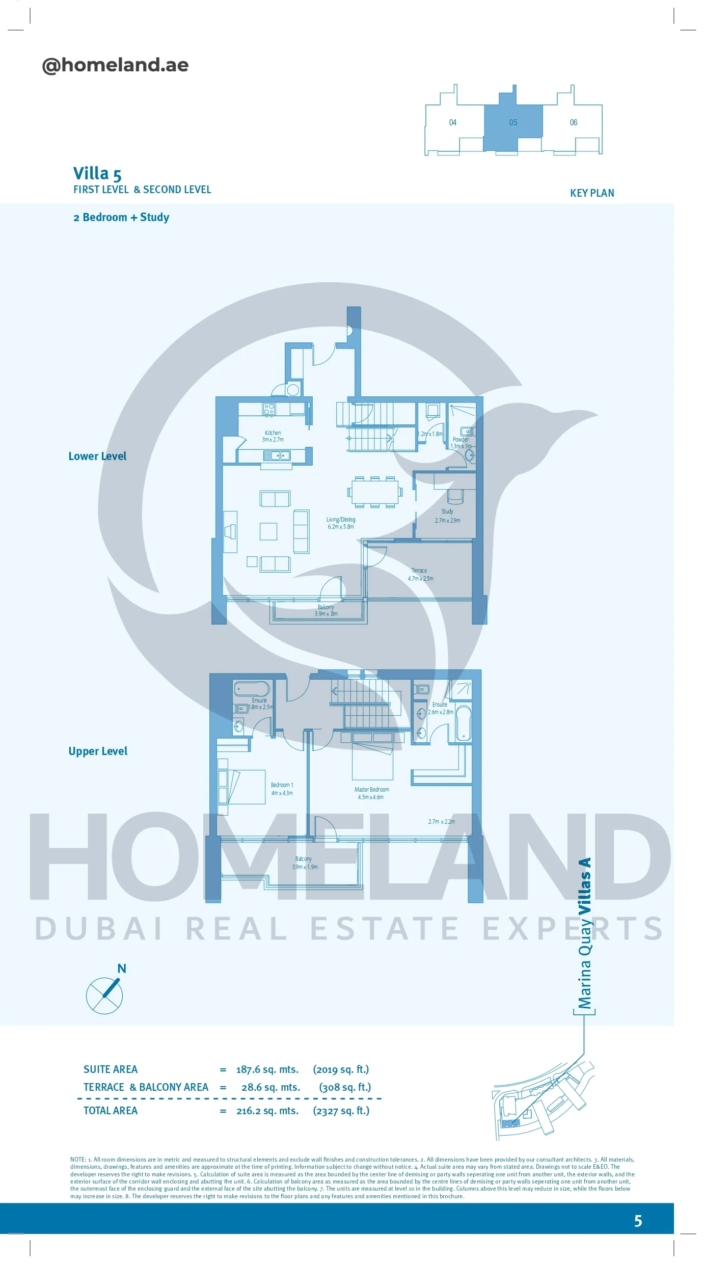 Marina Quays villa A, 2BR+Study, Villa 5, First level&Second Level, 2327 SQFT