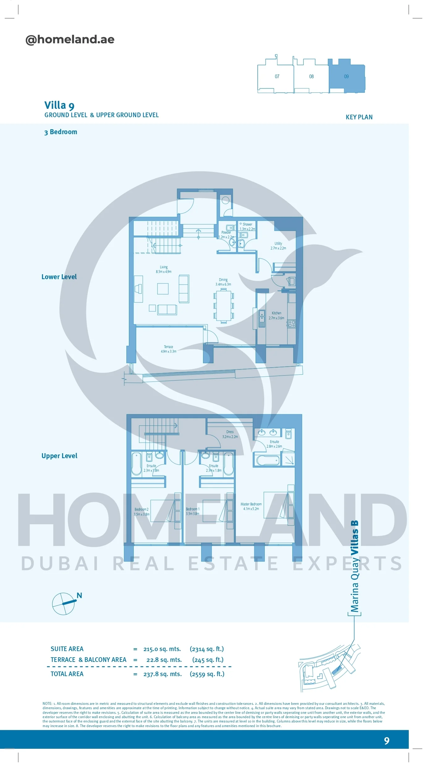 Marina Quays villa B, 3BR, Villa 9, Ground Level&Upper Ground Level , 2559 SQFT